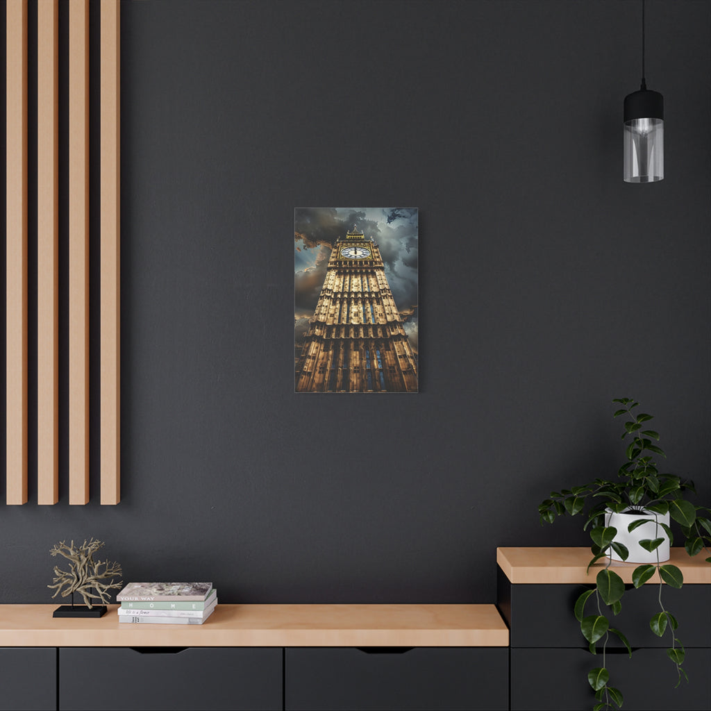 Big Ben London Canvas Wall Art — Dramatic Clock Tower Stretched Canvas