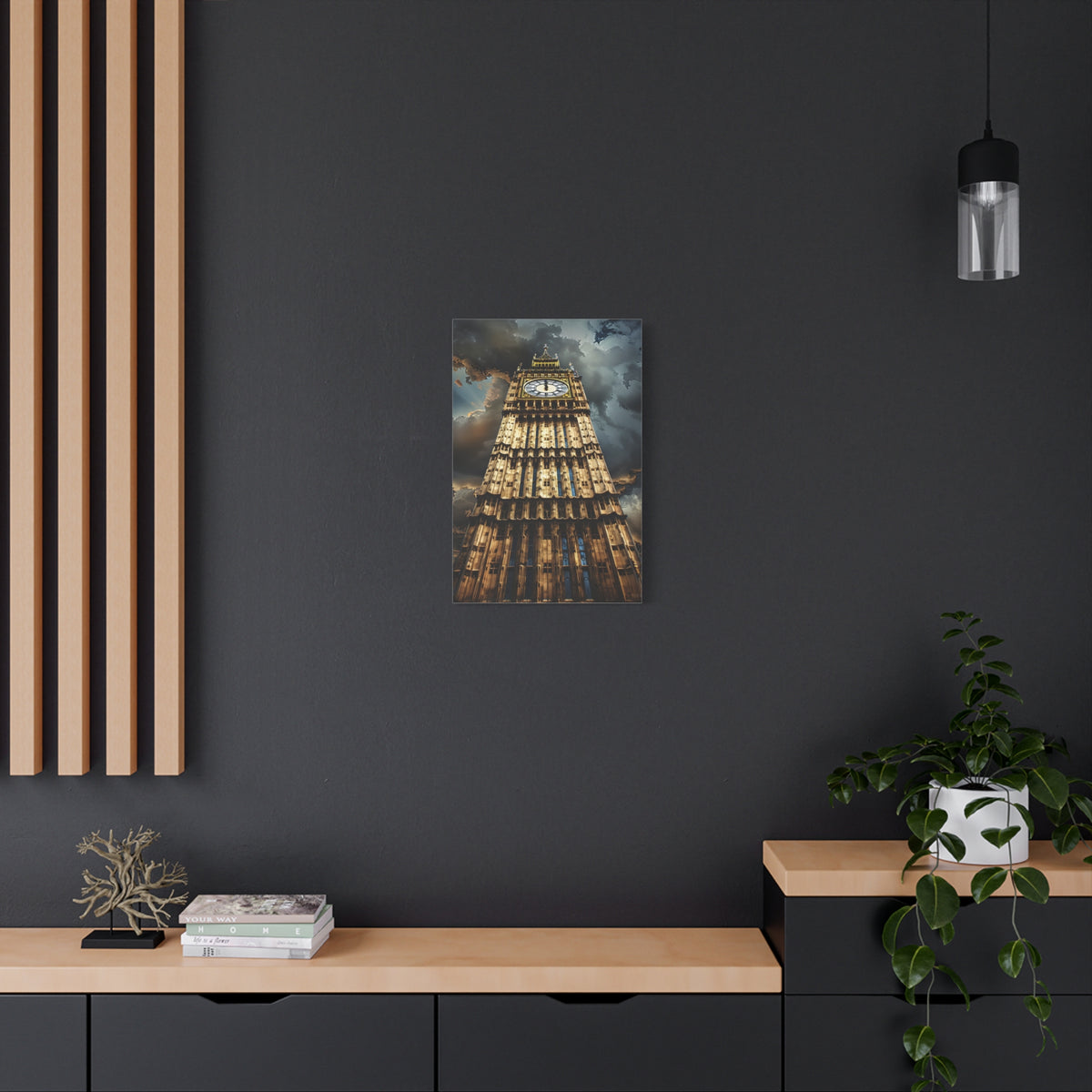 Big Ben London Canvas Wall Art — Dramatic Clock Tower Stretched Canvas