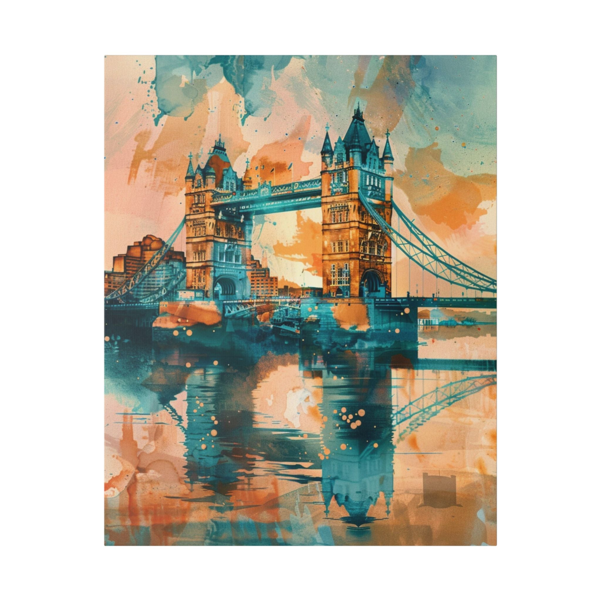London Tower Bridge Watercolor Canvas Print