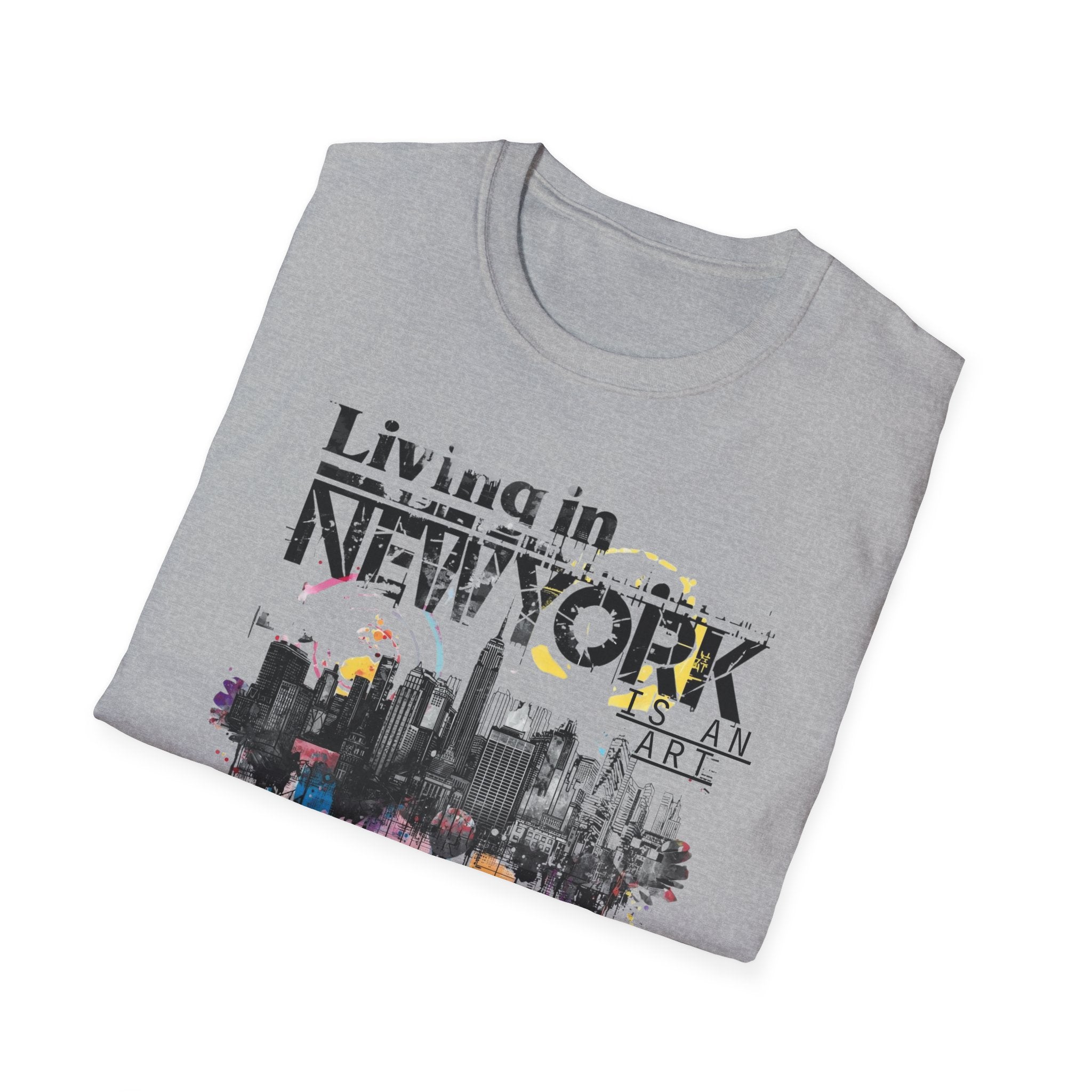 New York Skyline T-Shirt — 'Living in New York' Urban Watercolor Tee