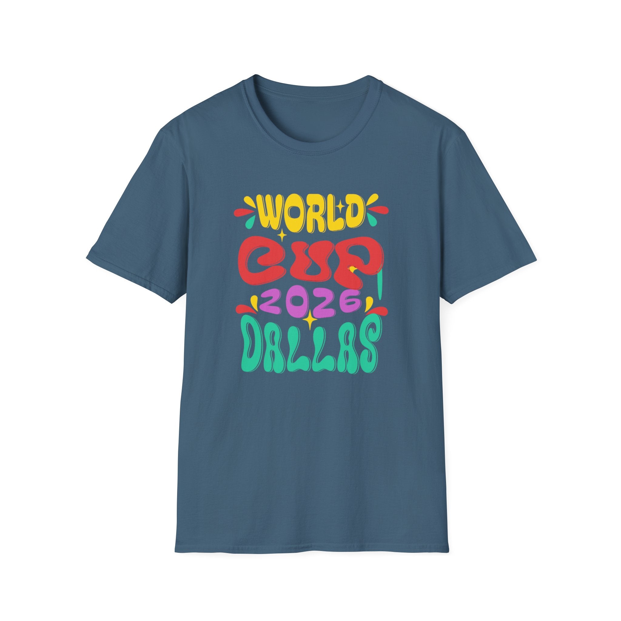 World Cup 2026 Dallas T-Shirt — Colorful Retro Soccer Fan Tee