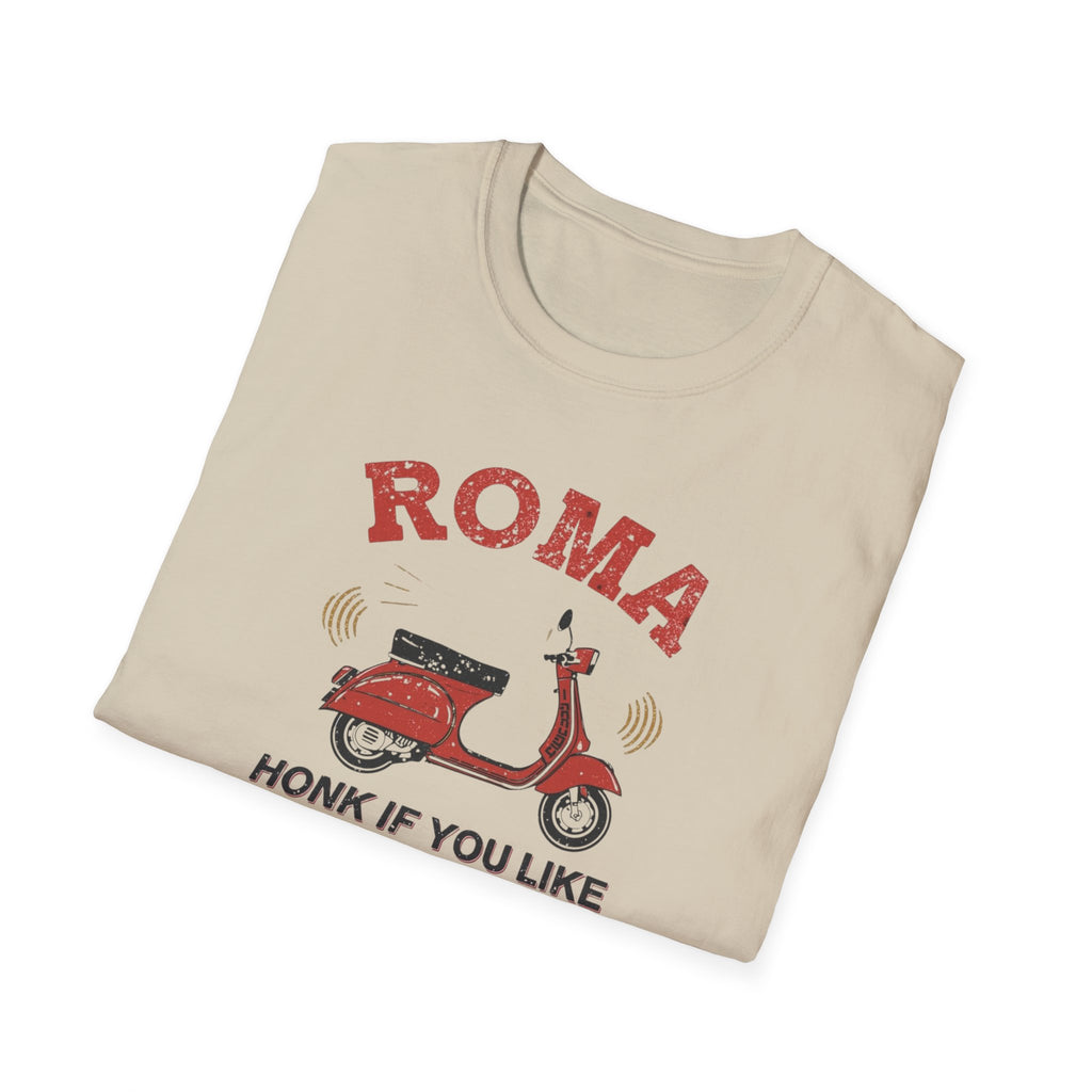 Roma Scooter T‑Shirt — "Honk If You Like Silence" Vintage Vespa Tee