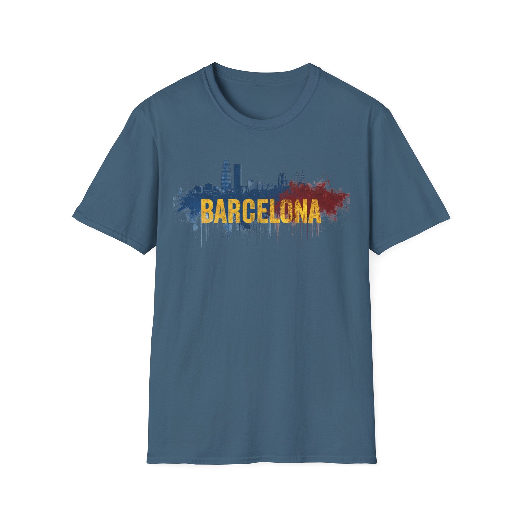 Barcelona skyline paint splash T-Shirt | Spanish city travel tee