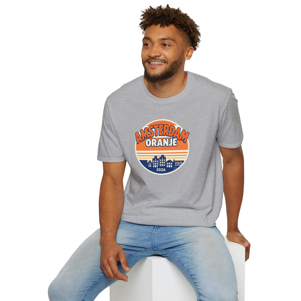 Amsterdam Oranje Vintage Skyline T-Shirt — 2026 Dutch Pride Tee