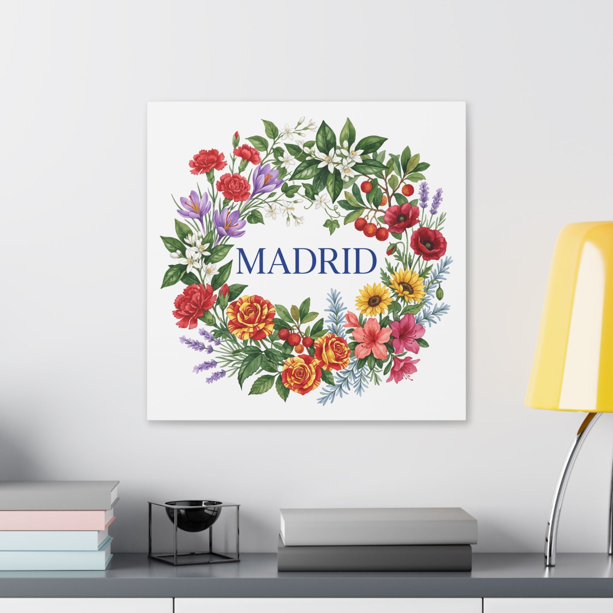Madrid Floral Canvas Wall Art — Botanical Wreath Home Decor