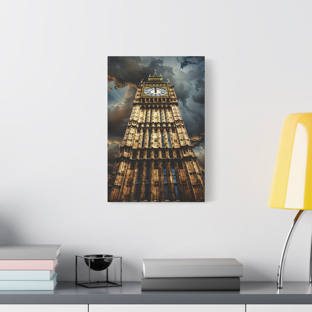 Big Ben London Canvas Wall Art — Dramatic Clock Tower Stretched Canvas