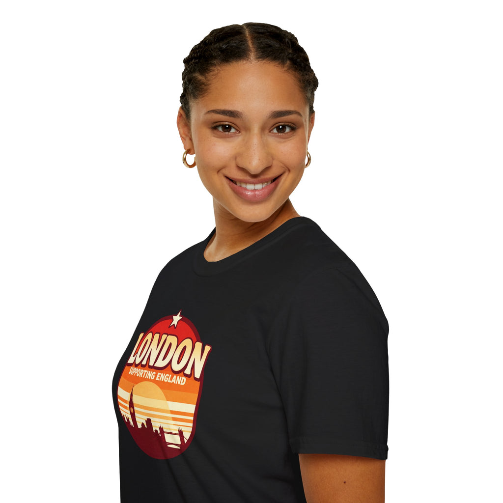 London Skyline T‑Shirt — Supporting England Retro Sunset Graphic
