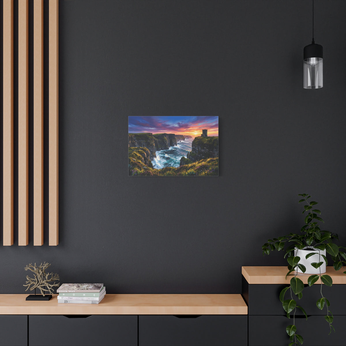 Cliffs of Moher - Ireland - Sunset Canvas Wall Art — Dramatic Coastal Landscape Stretched Canvas