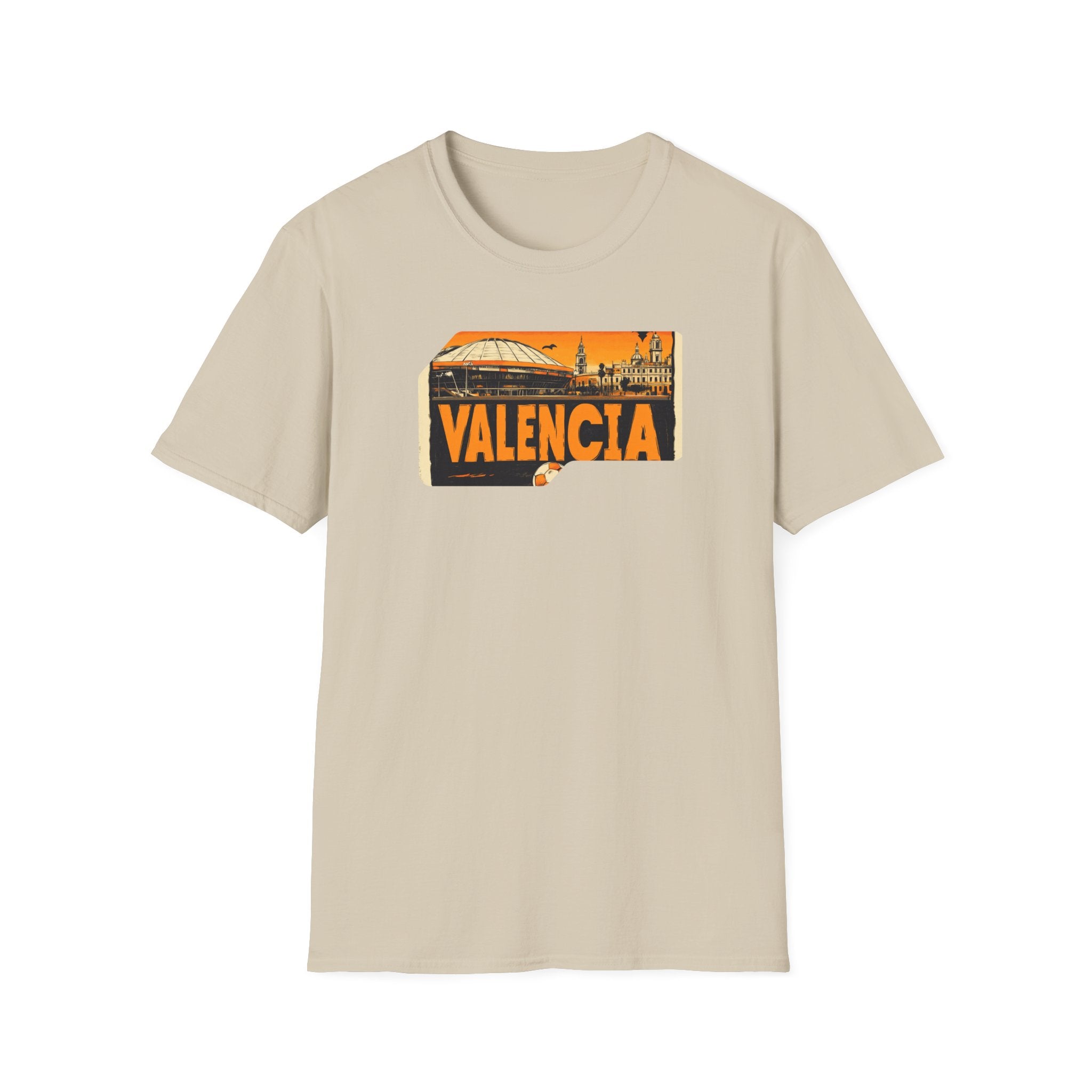 Valencia postcard skyline T-Shirt | Retro cityscape, orange sunset