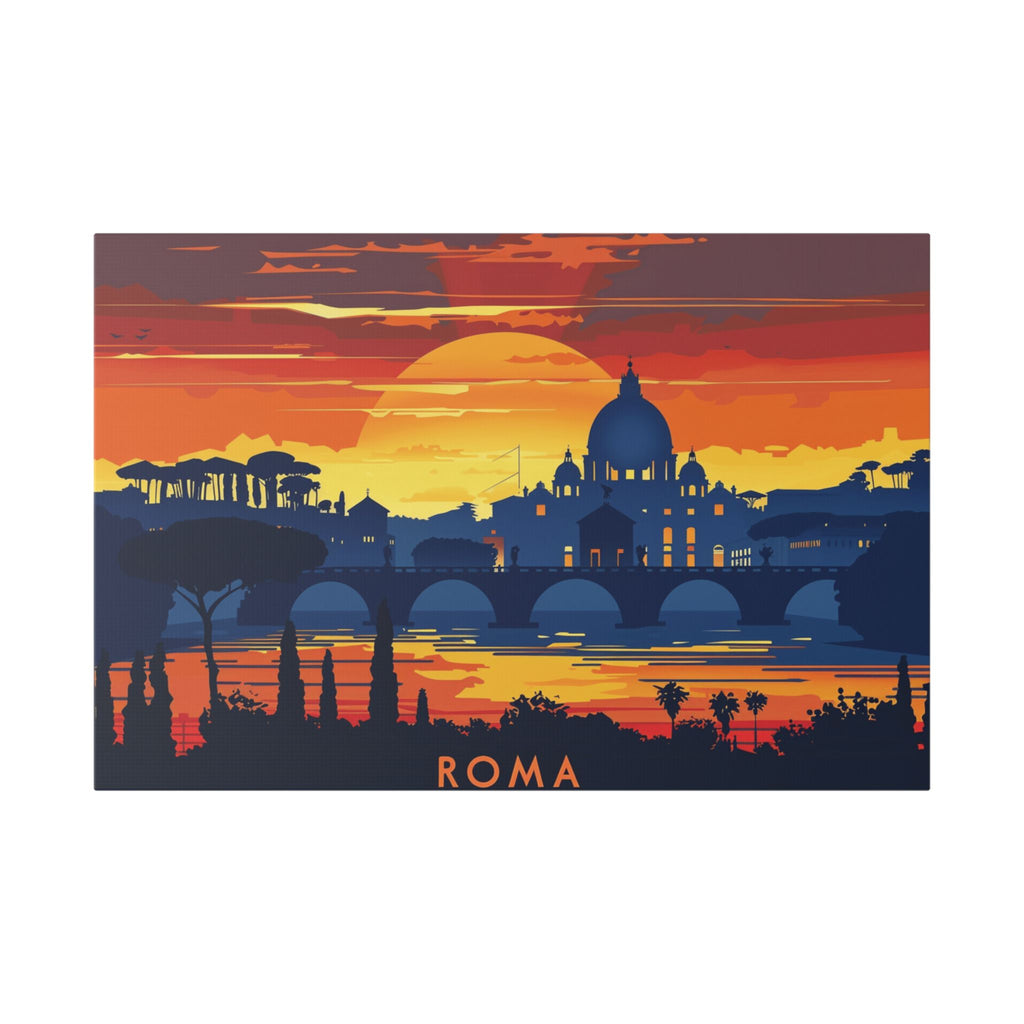 Roma Sunset Canvas Print — Classic Stretched Rome Wall Art