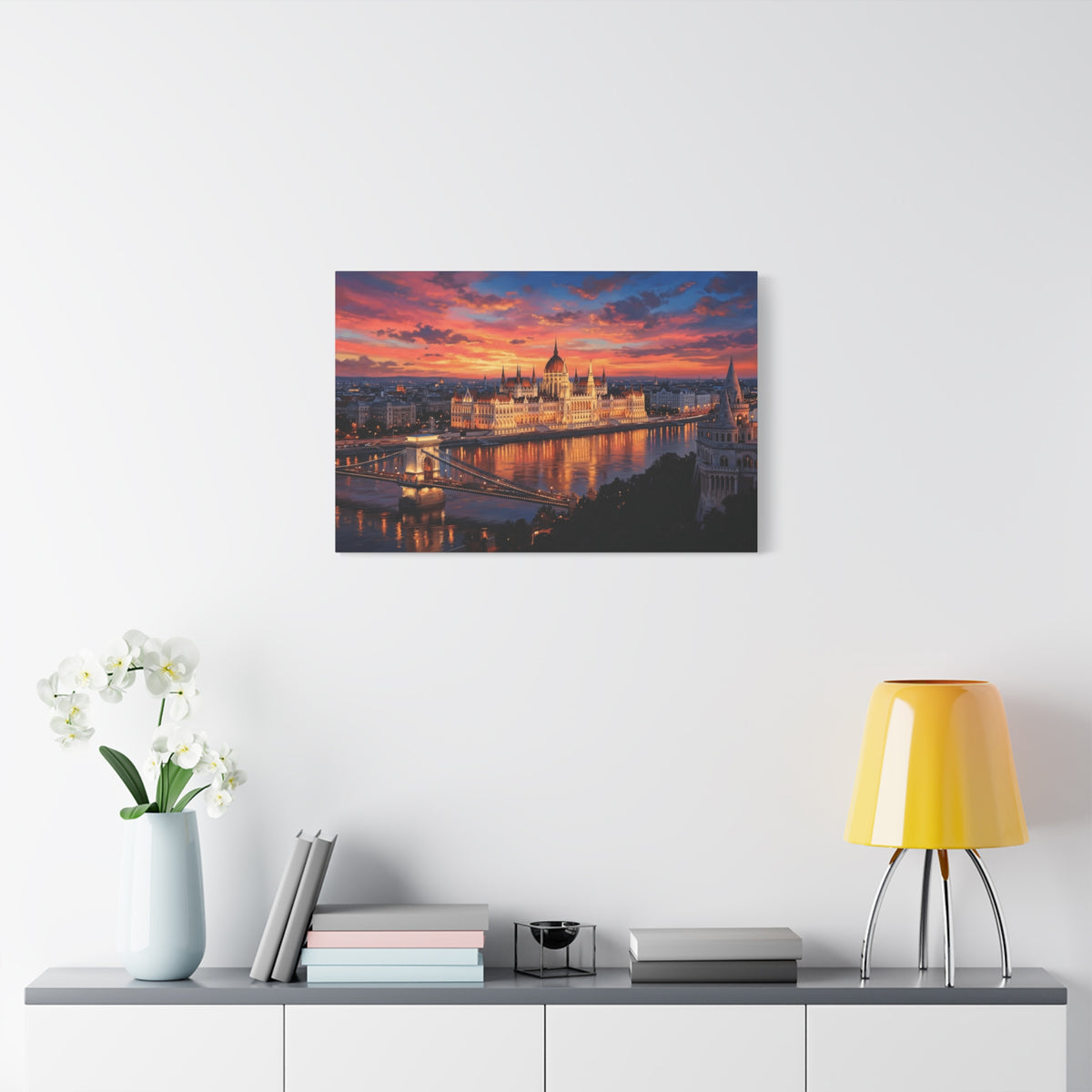 Budapest Parliament Sunset Canvas Wall Art