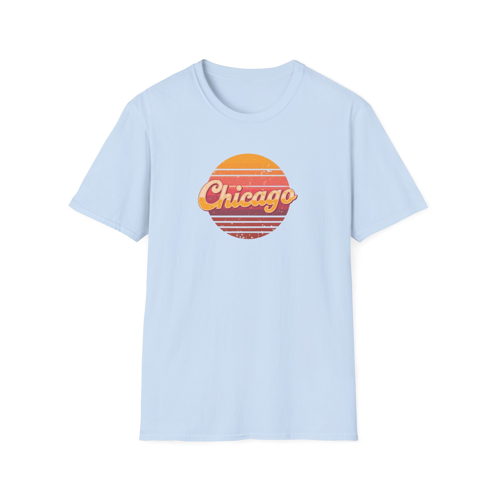Chicago Retro Sunset T-Shirt | Vintage City Script Shirt