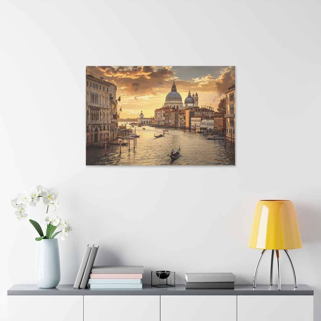 Venice Sunset Canal Canvas Print — Romantic Italian Cityscape Wall Art