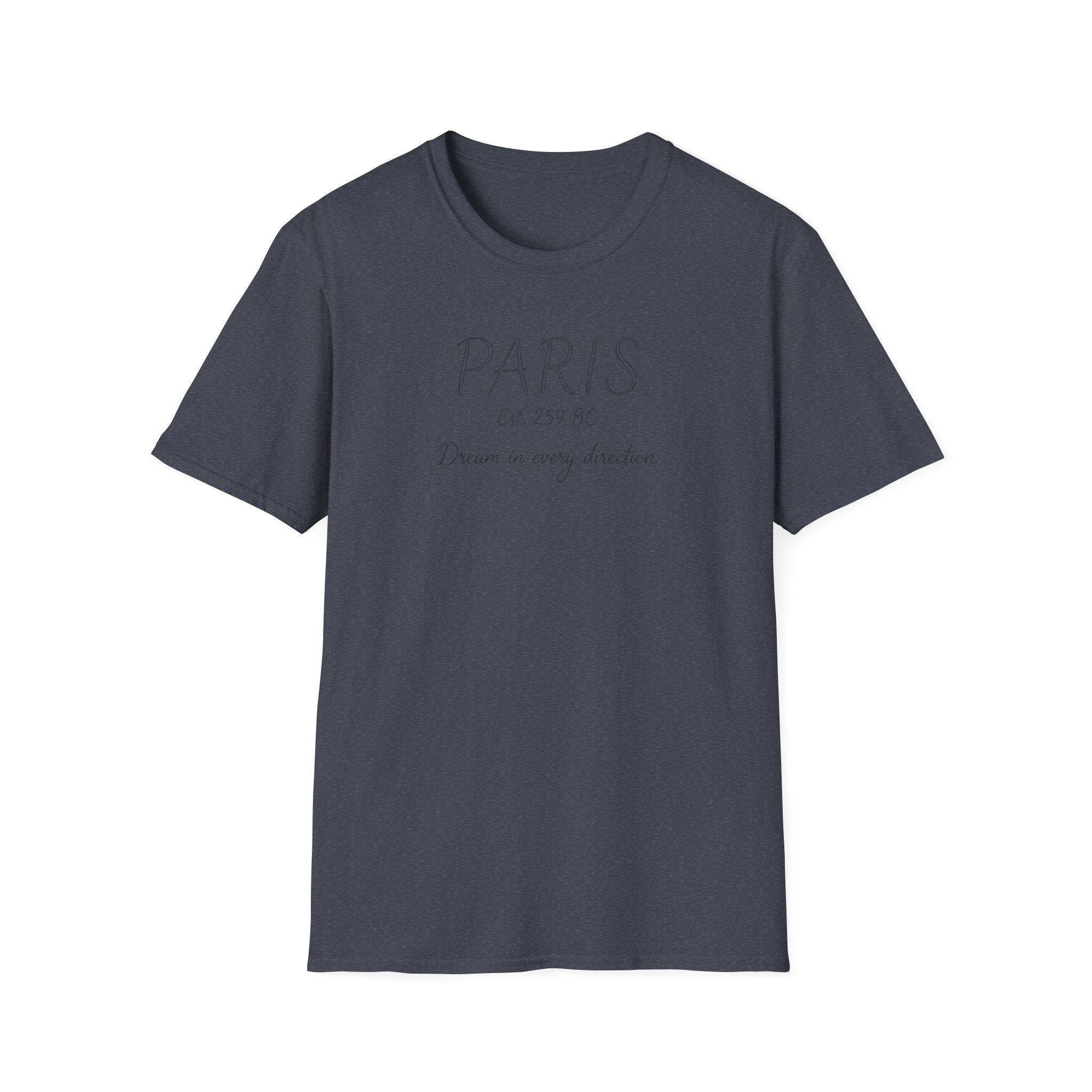Paris Est. 259 BC T-Shirt – 'Dream in Every Direction' Minimalist Travel Tee