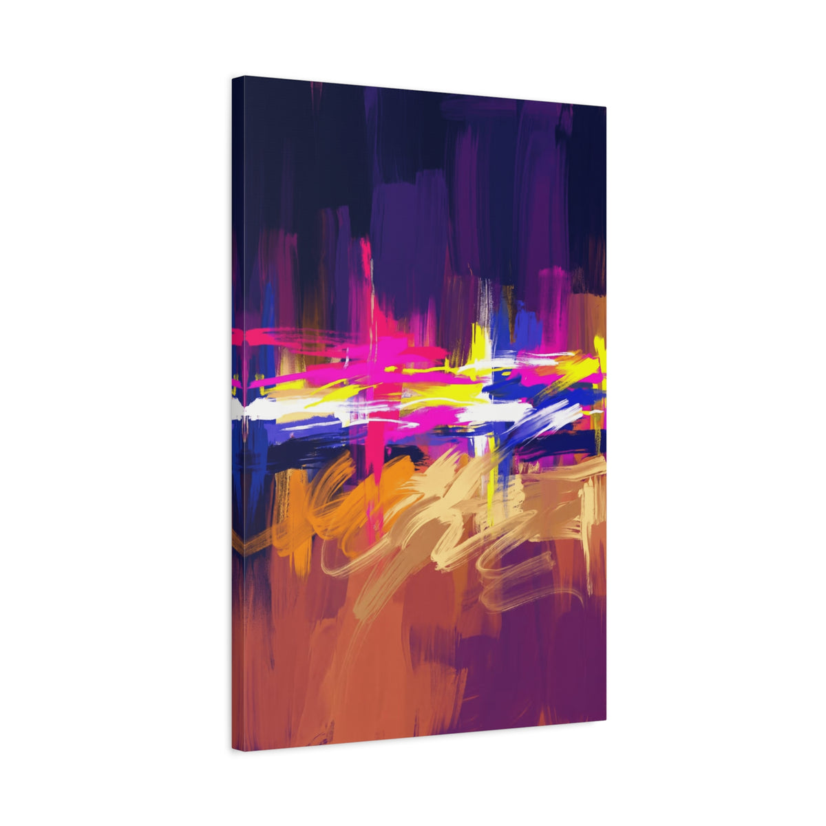 Abstract Neon Horizon inspired by Las Vegas and Mojave Desert contrast Canvas