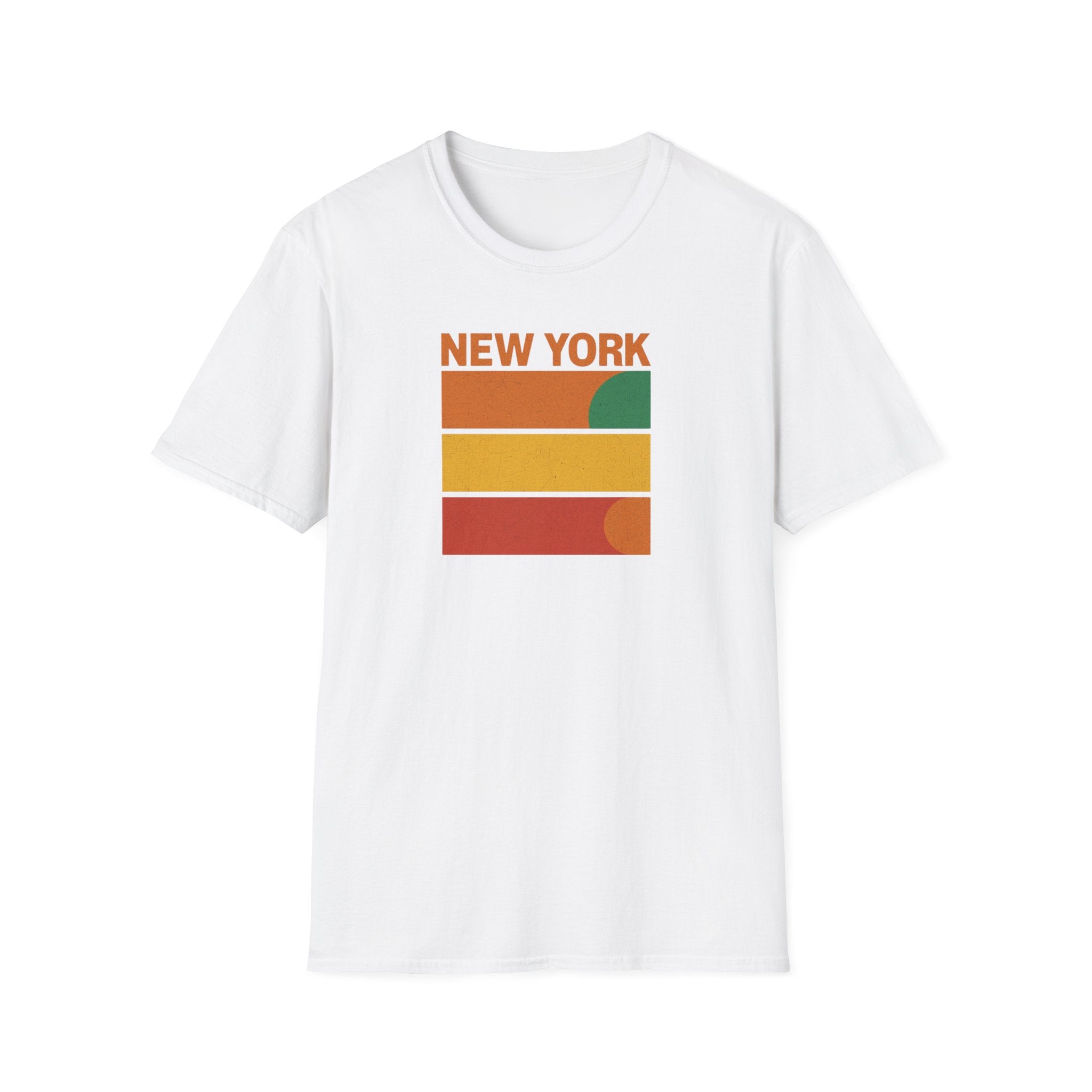 New York Sunset T-Shirt | Retro Stripes City Graphic