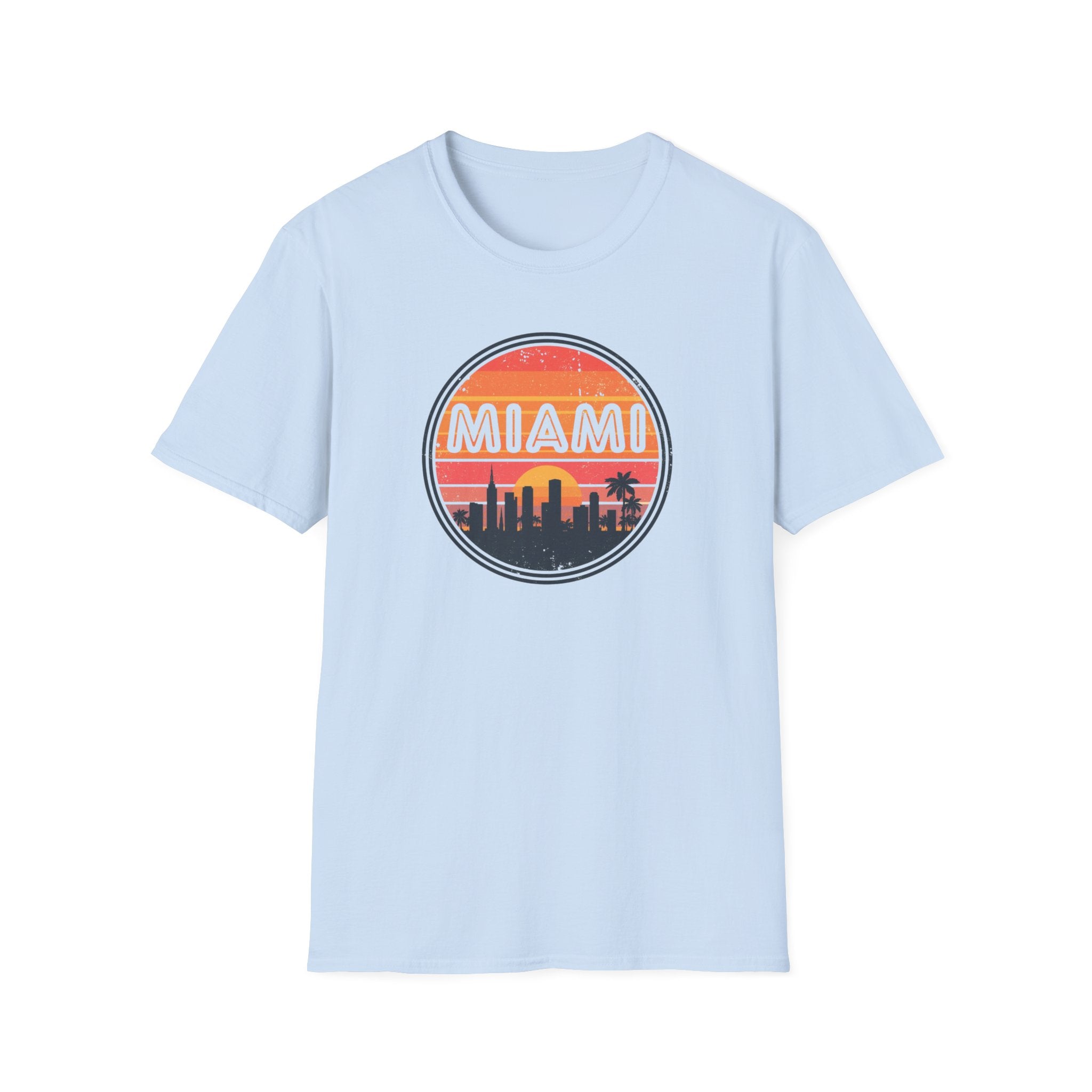 Miami Sunset T‑Shirt — Retro Beach Skyline Tee