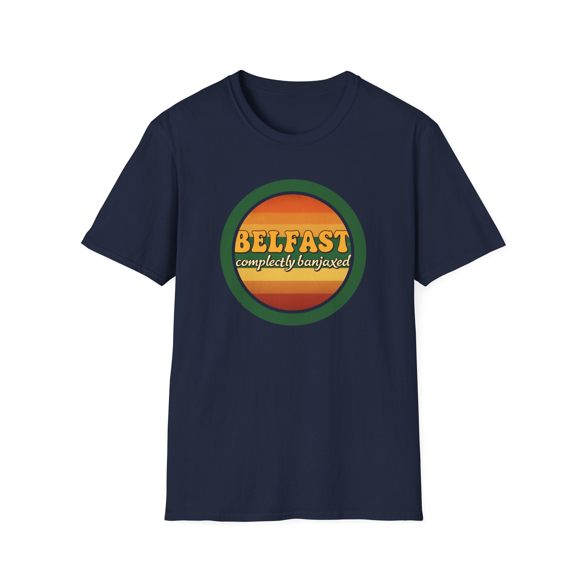 Belfast Retro Sunset T-Shirt — 'Belfast Completely Banjaxed' Vintage Graphic Tee