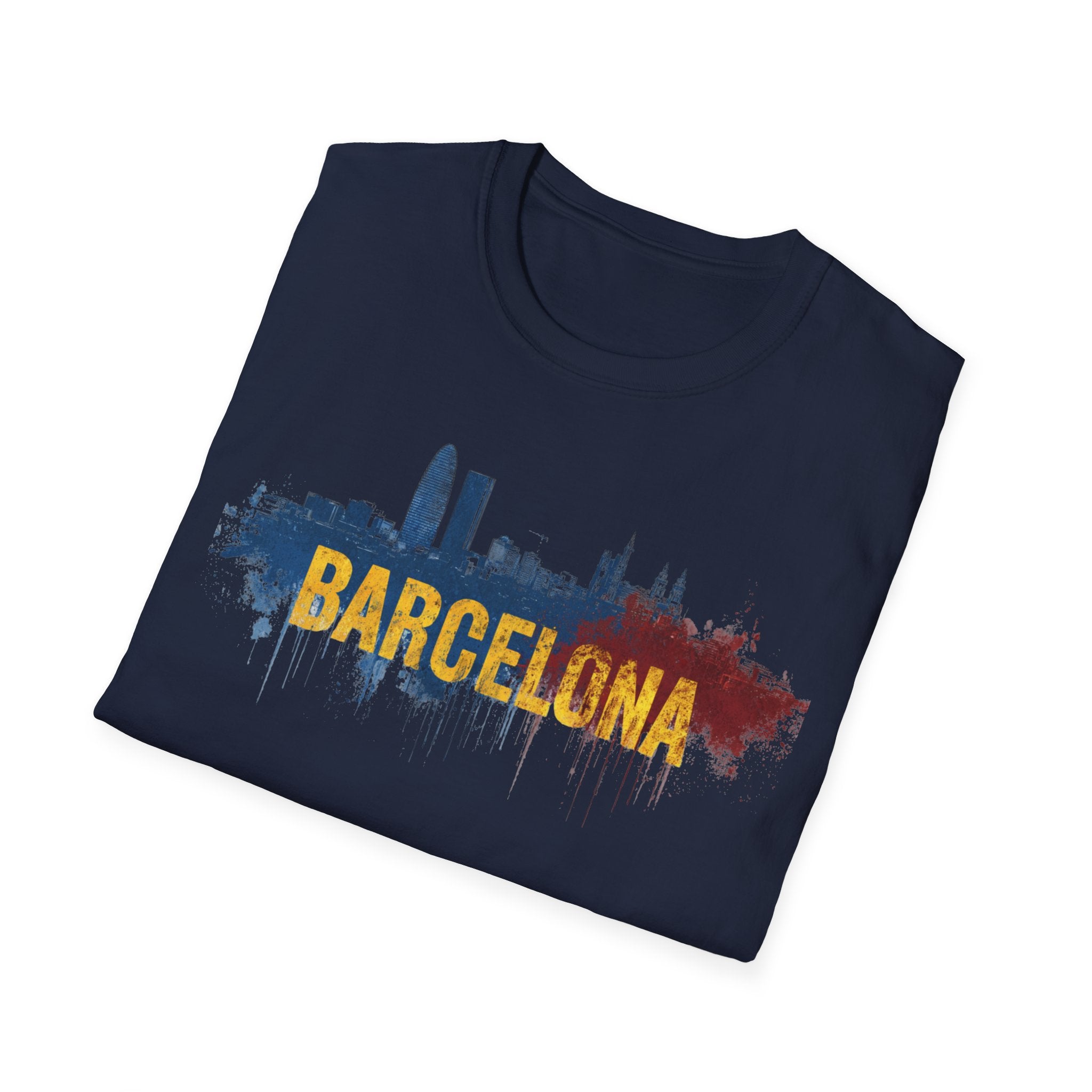 Barcelona skyline paint splash T-Shirt | Spanish city travel tee