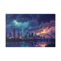Dallas Cityscape Canvas Print — Stormy Sunset Skyline Wall Art