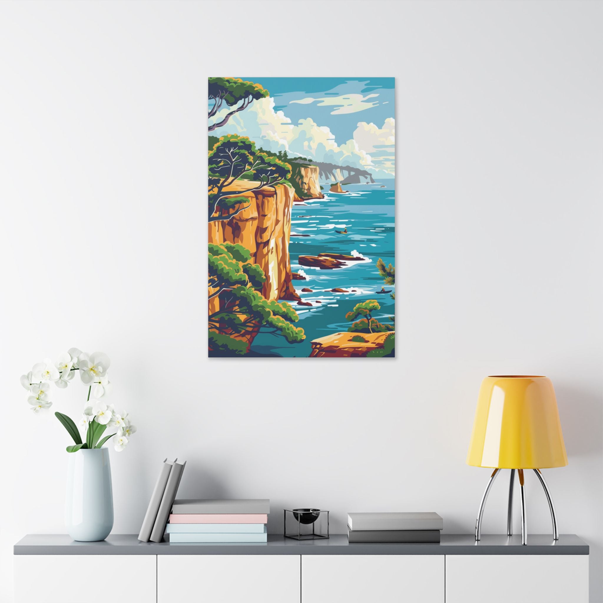 San Diego La Jolla Cove - Coastal Cliffside Canvas Art - Vibrant  Pacific Ocean Sea View Wall Decor