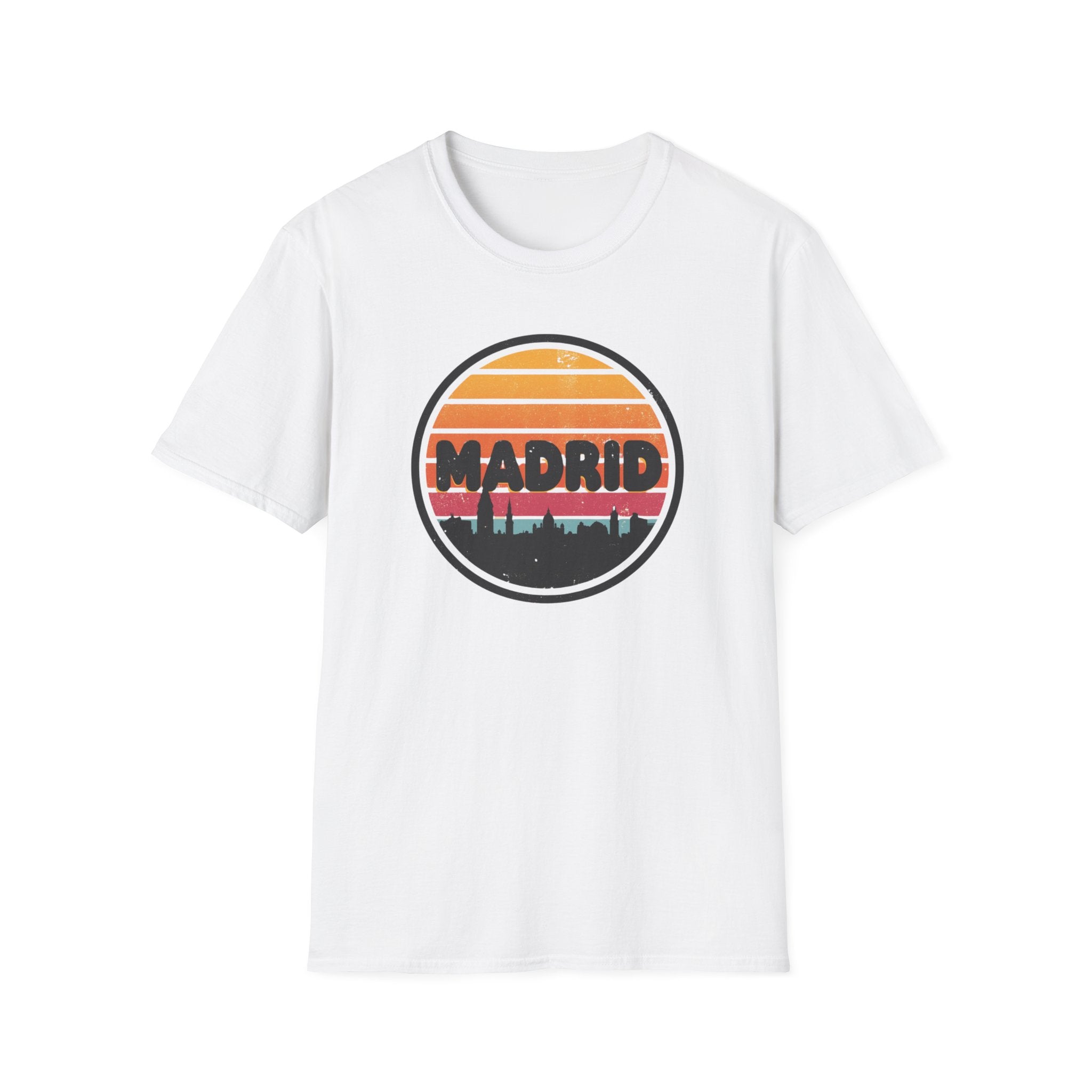 Madrid Skyline T-Shirt — Vintage Sunset Cityscape Tee
