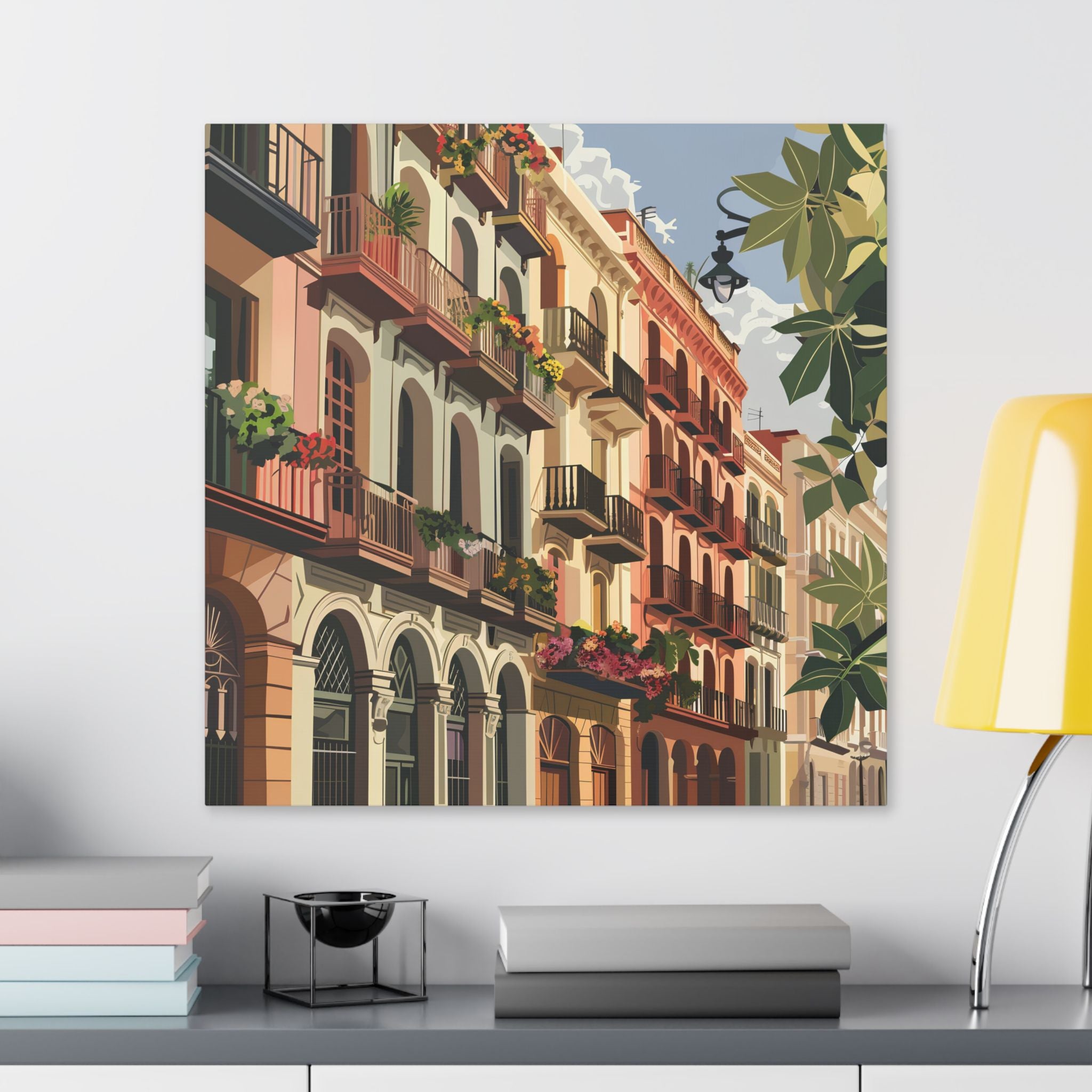 Mediterranean Balcony Street Canvas