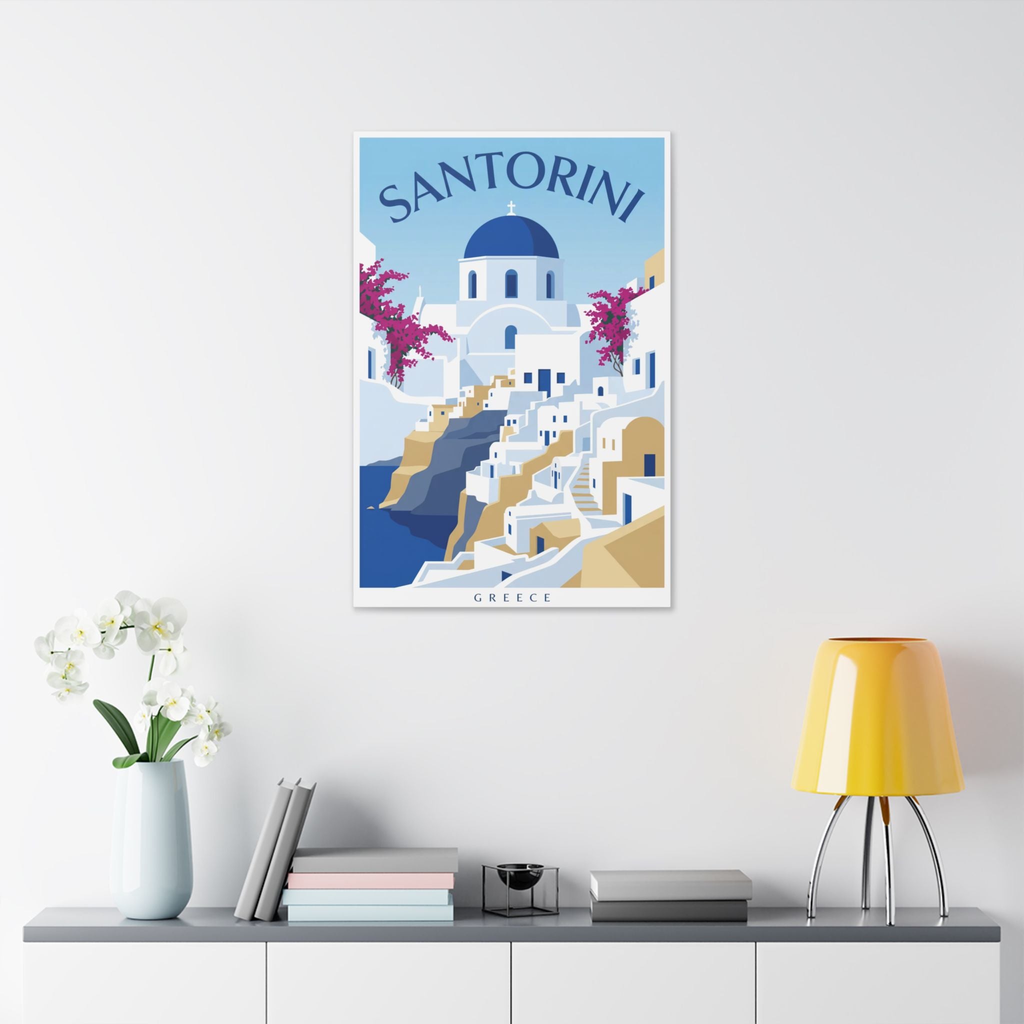 Santorini Greece Canvas Print — Blue Dome Travel Wall Art