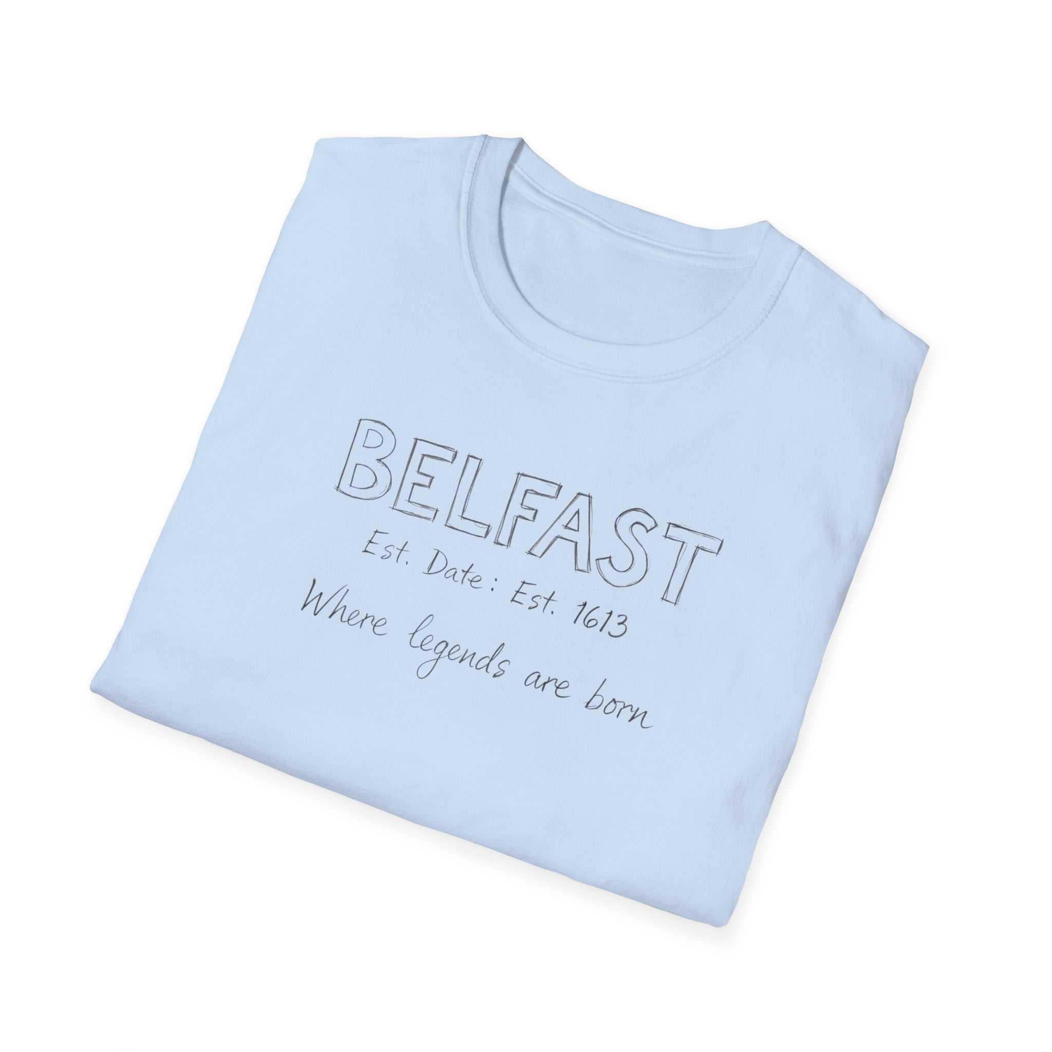 Belfast Handwritten Script T‑Shirt — 'Belfast: Let Love In' Minimal City Tee