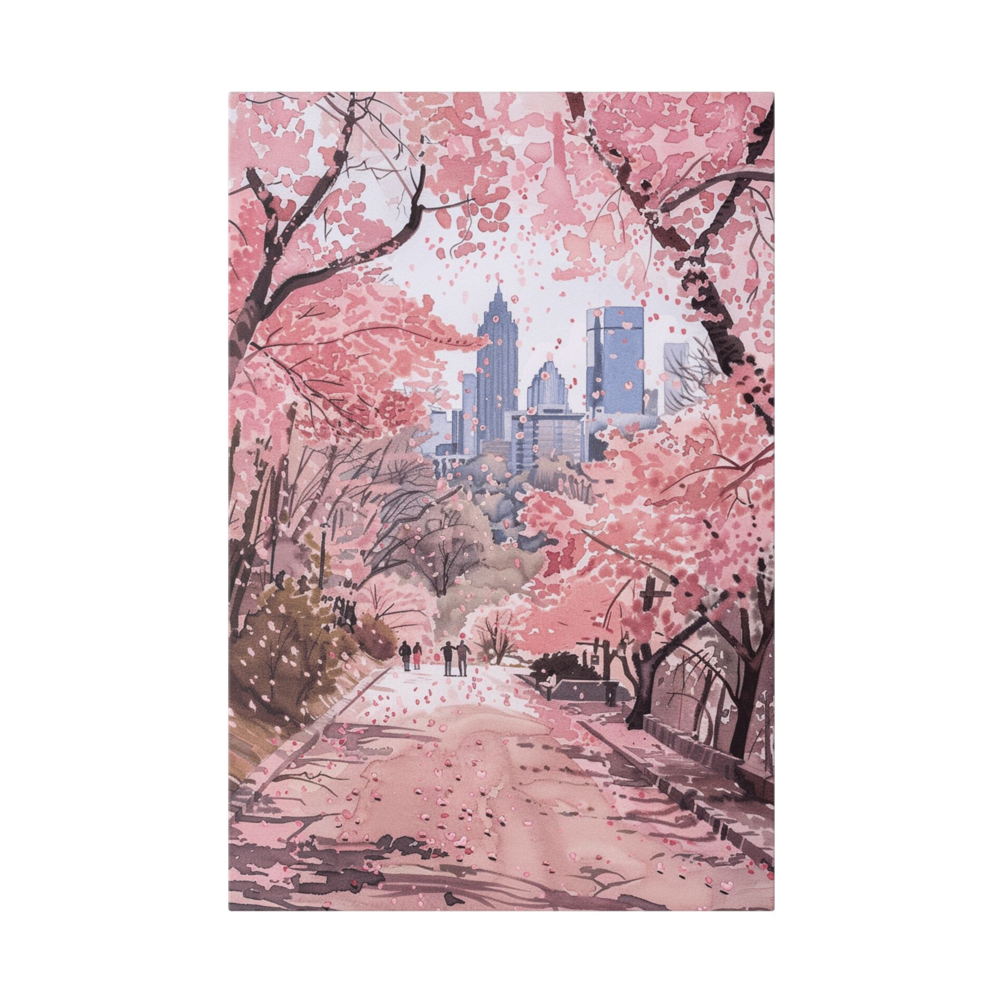 Atlanta Piedmont Park - Georgia - Cherry Blossom Cityscape Canvas - Bank of America Plaza