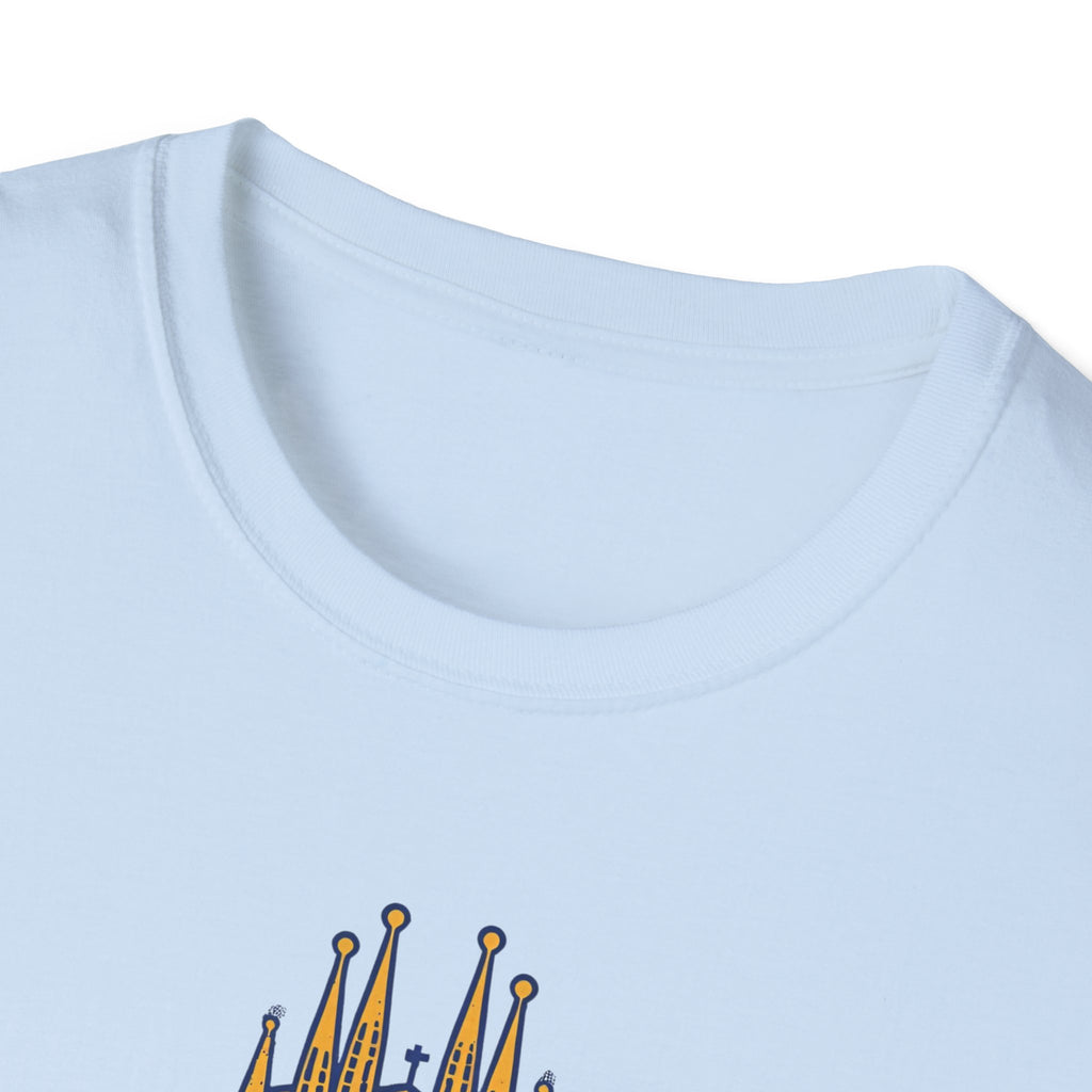 Barcelona Stadium and Sagrada Família Soccer T-Shirt | Football City Design