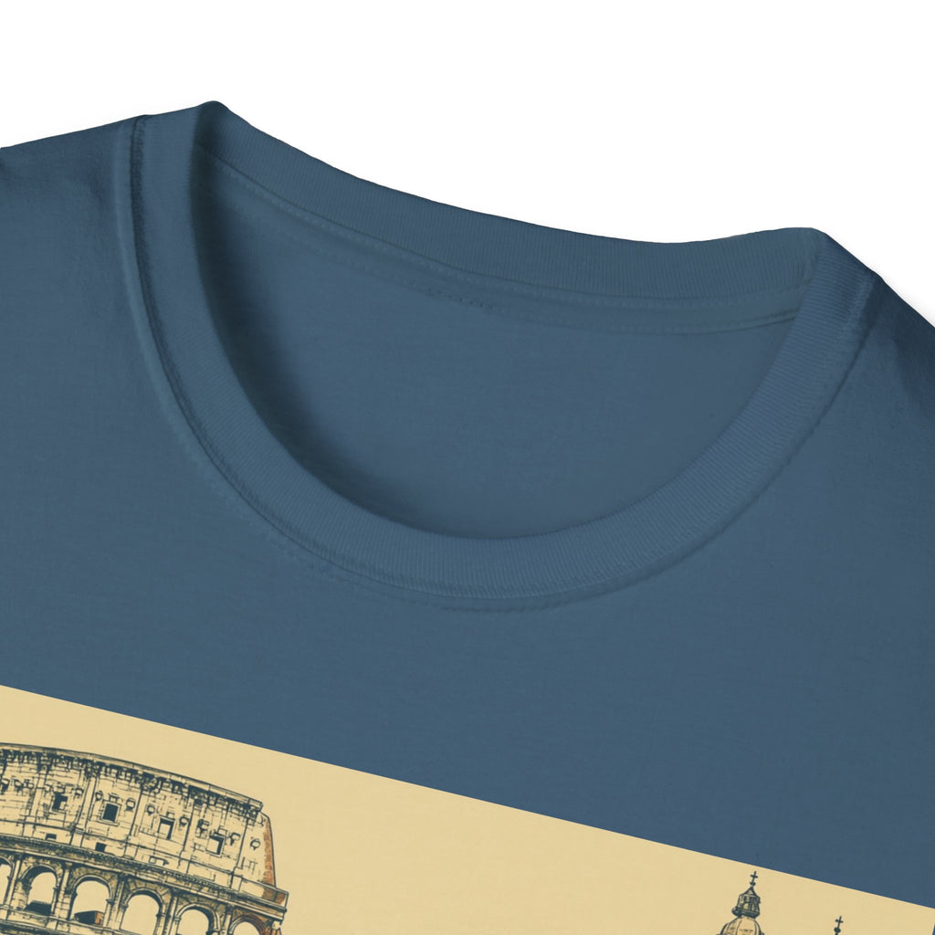 Rome Vintage Scooter T-Shirt | Colosseum Travel Postcard Design