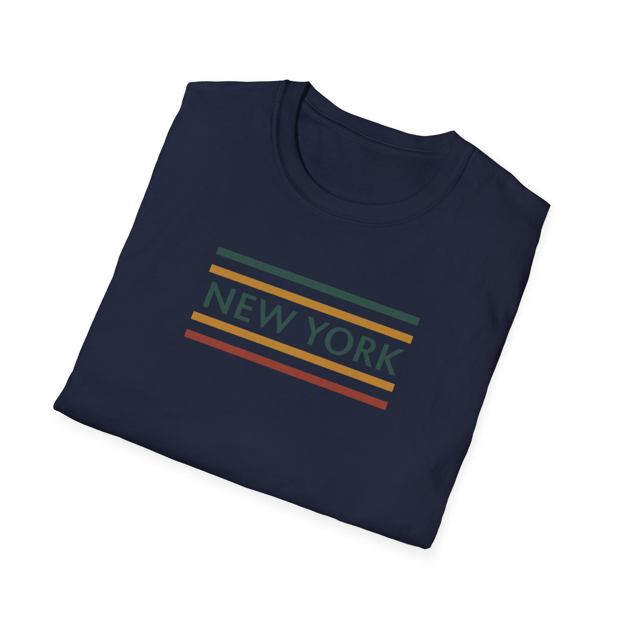 New York Striped Logo T-Shirt | Retro Lines City Design