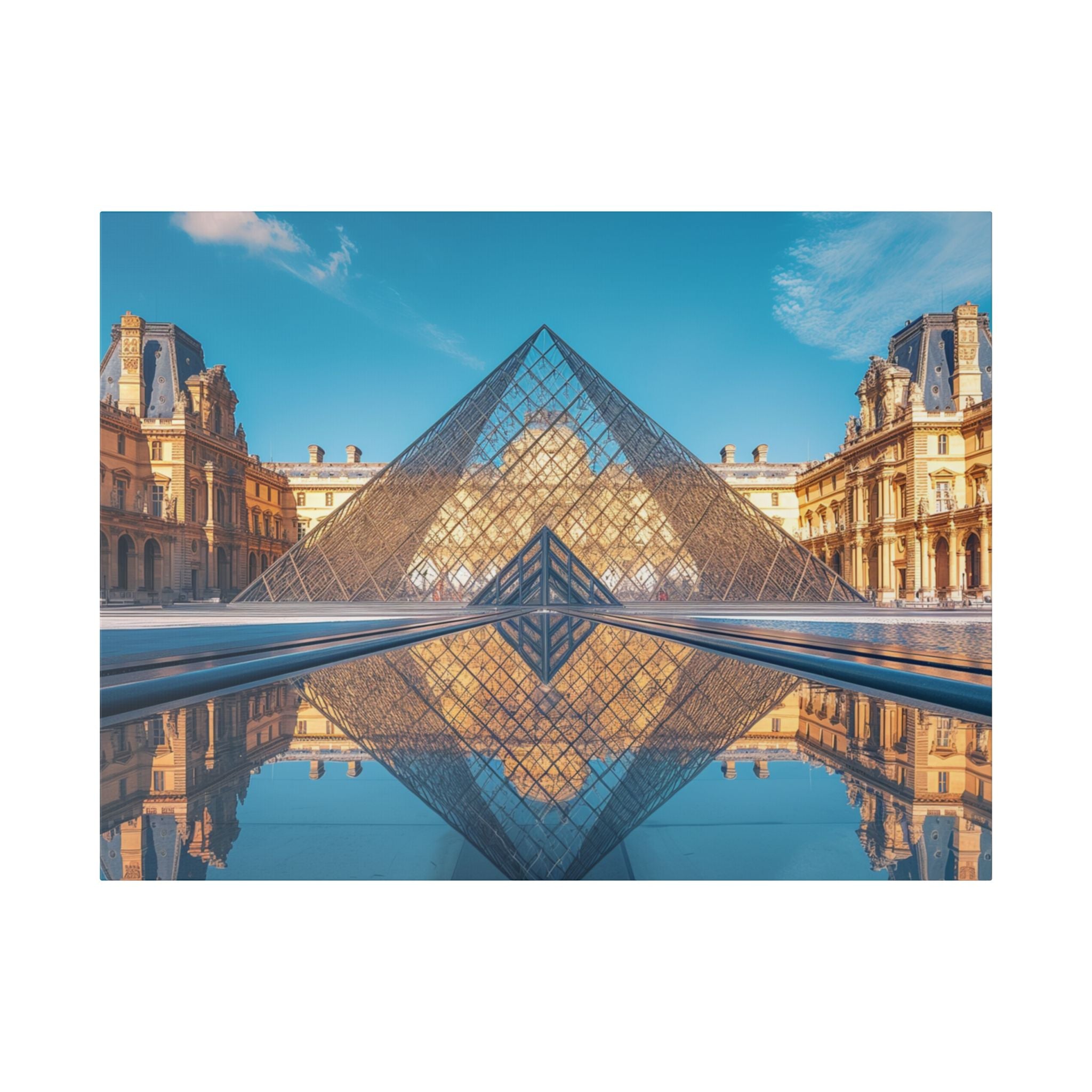 Louvre Glass Pyramid Canvas Print — Paris Travel Wall Art
