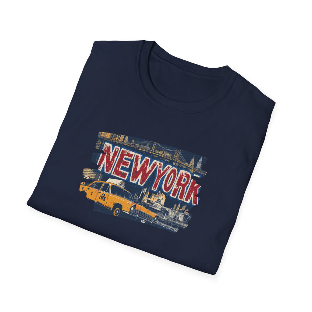 New York Taxi Skyline T-Shirt | NYC vintage cab illustration