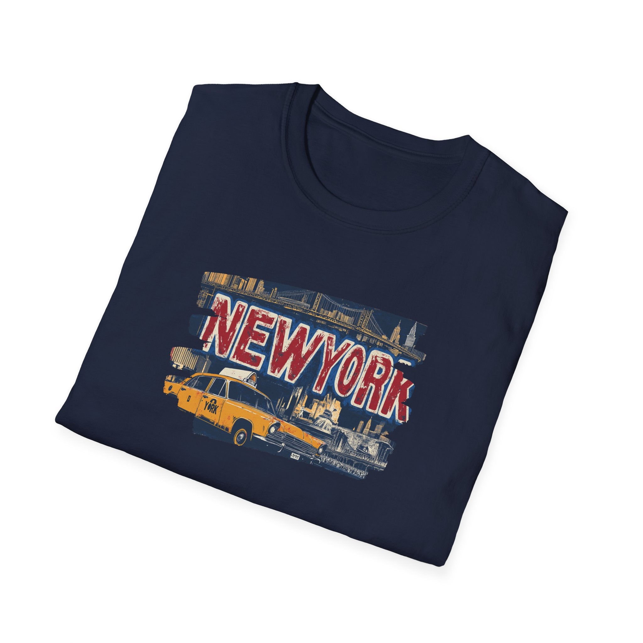 New York Taxi Skyline T-Shirt | NYC vintage cab illustration