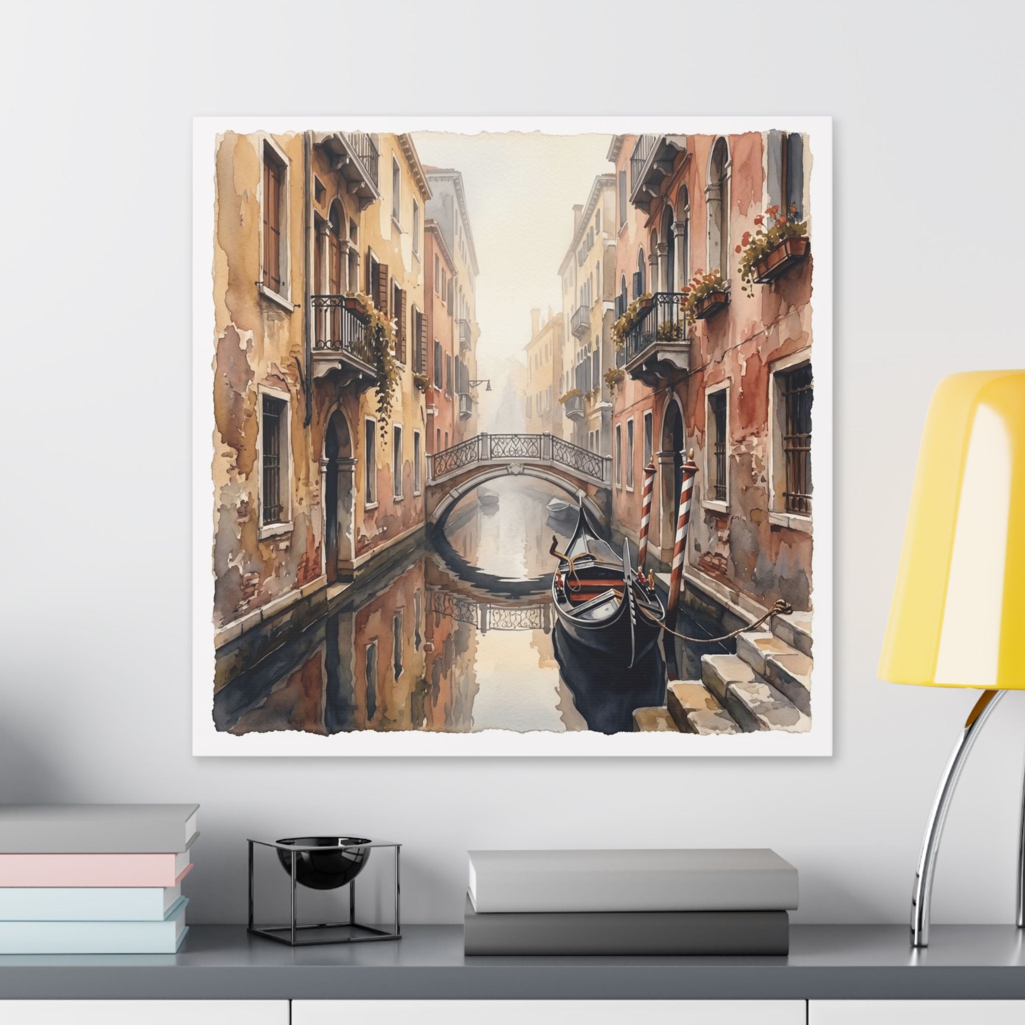 Venetian Canal Watercolor Canvas Print