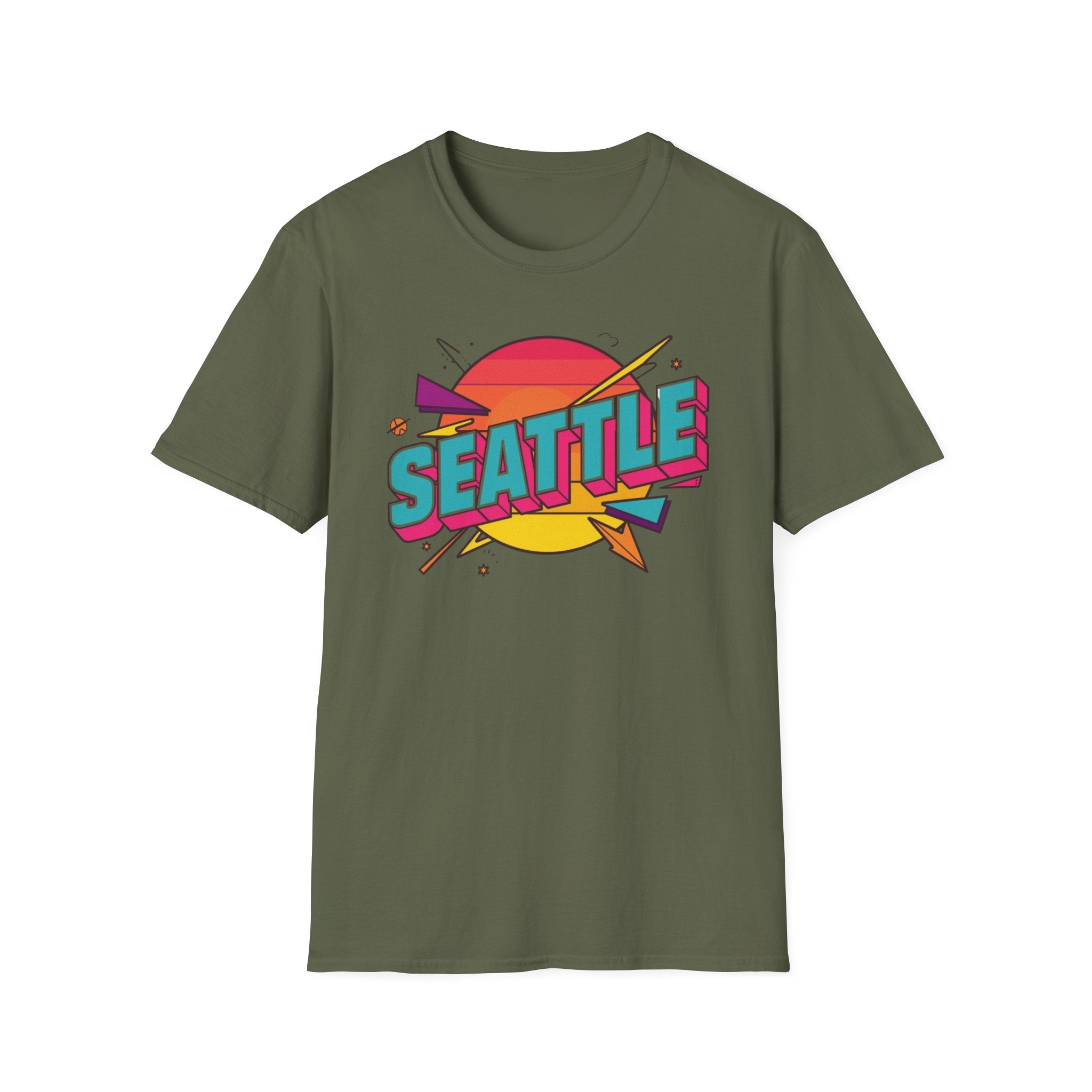 Seattle Retro Sunset T-Shirt — Vintage 80s City Graphic Tee