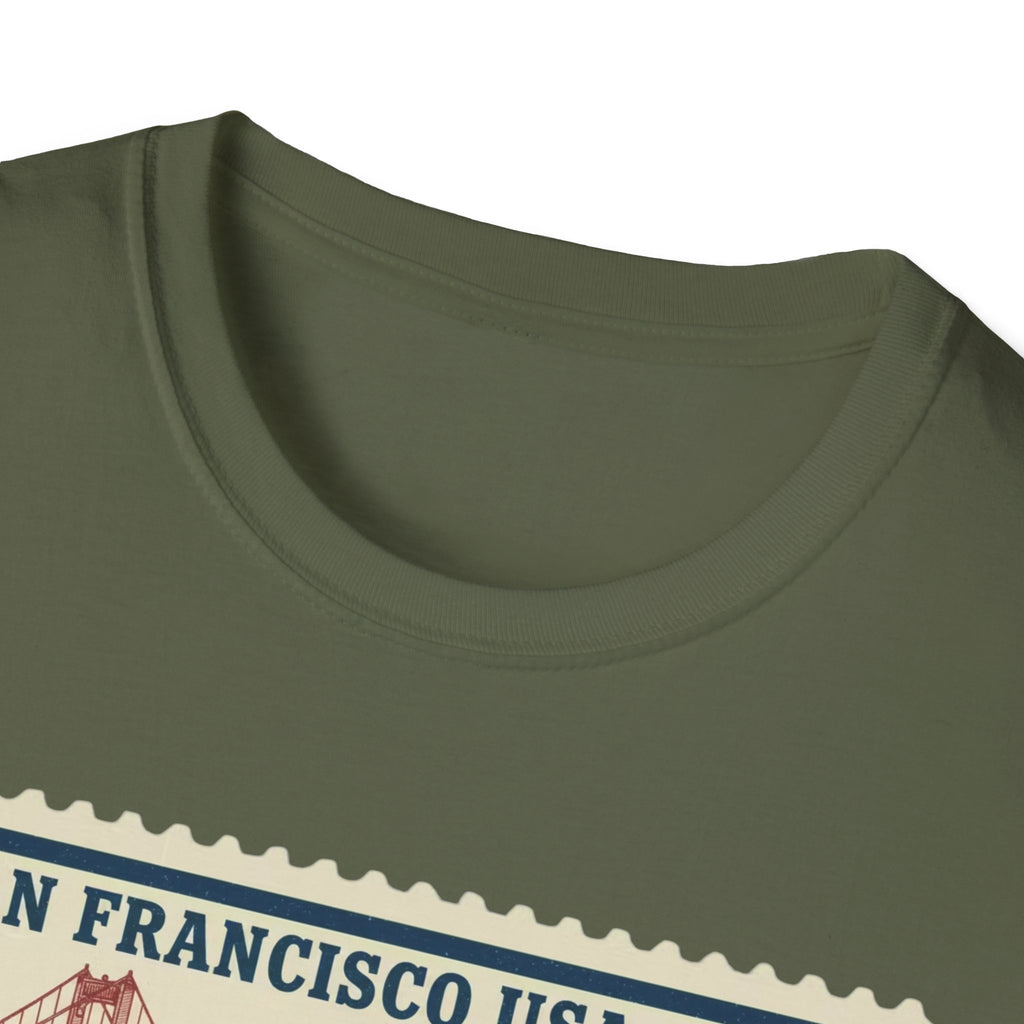 San Francisco 2026 Golden Gate Stamp T-Shirt — Vintage Soccer Postage Design
