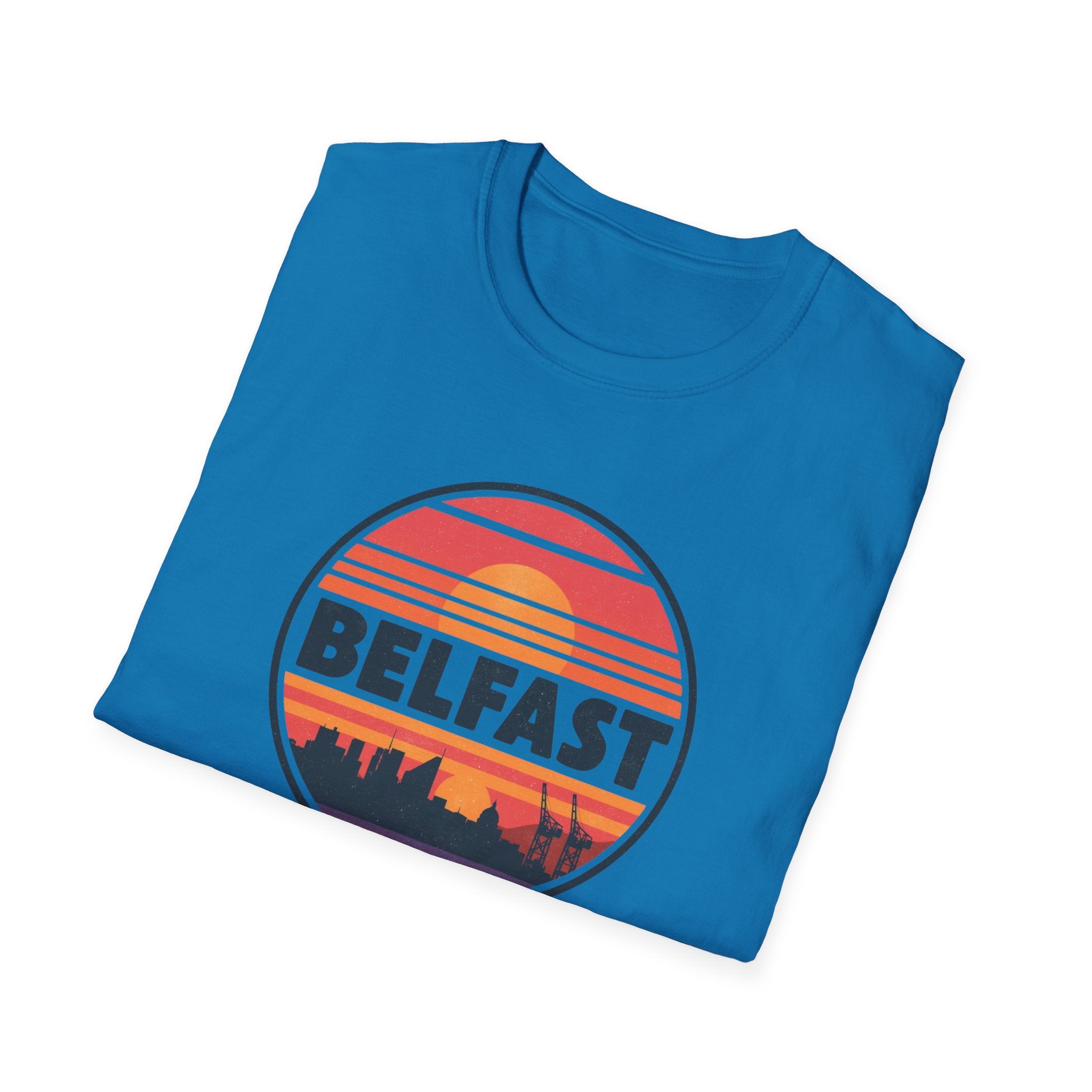 Belfast Sunset T-Shirt — Retro Skyline Graphic Tee