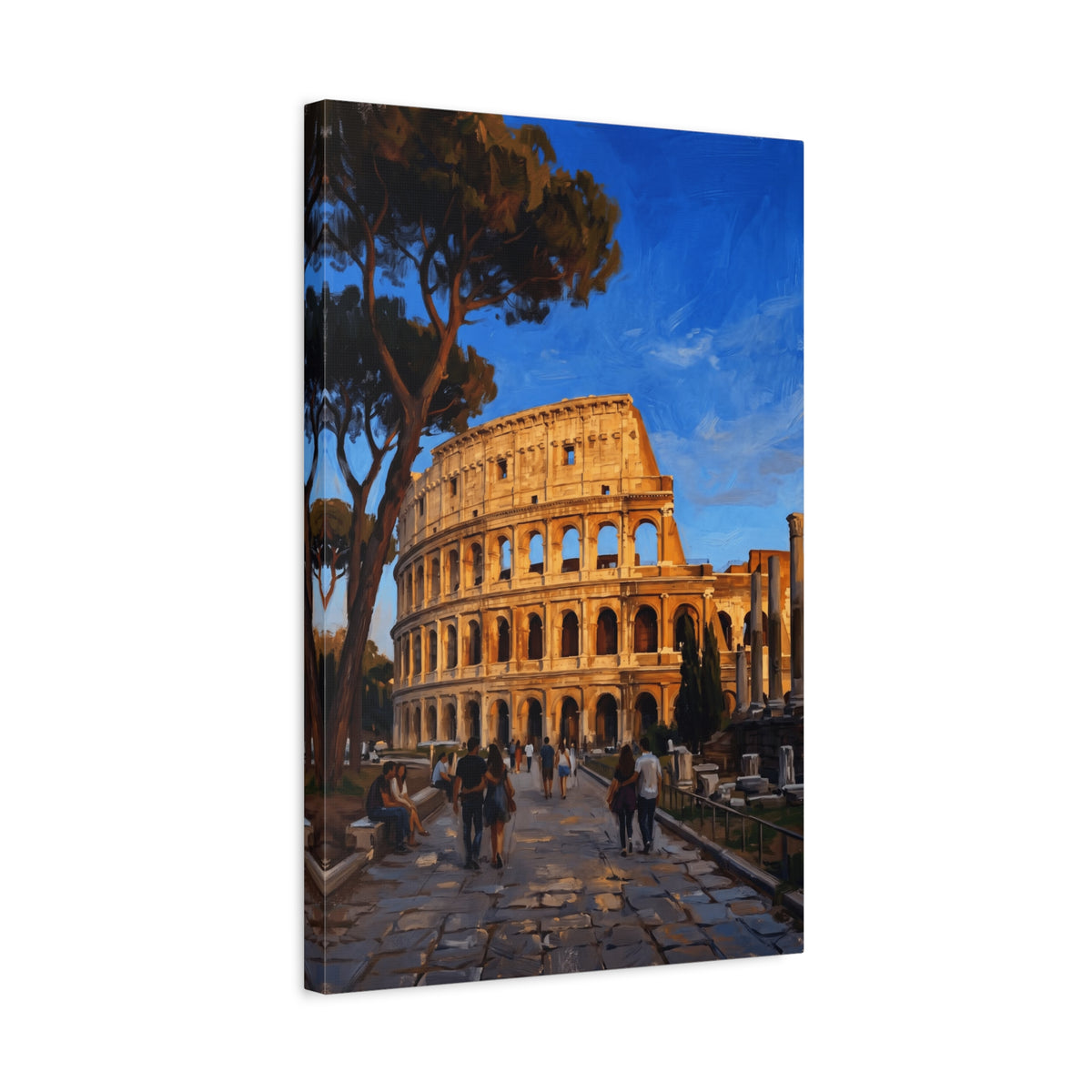 Colosseum Sunset Stretched Canvas — Roman Landmark Wall Art