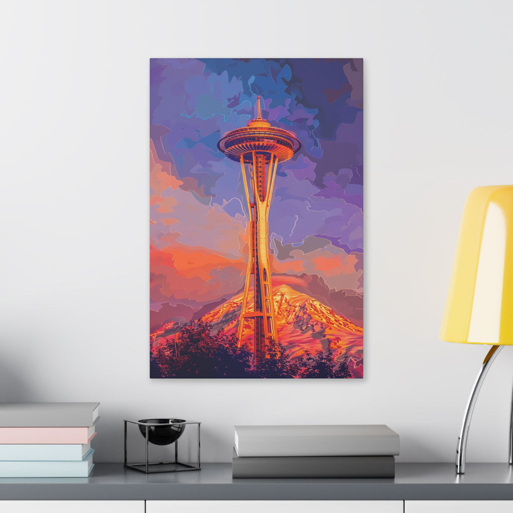 Space Needle Sunset Canvas — Seattle Skyline Art Print