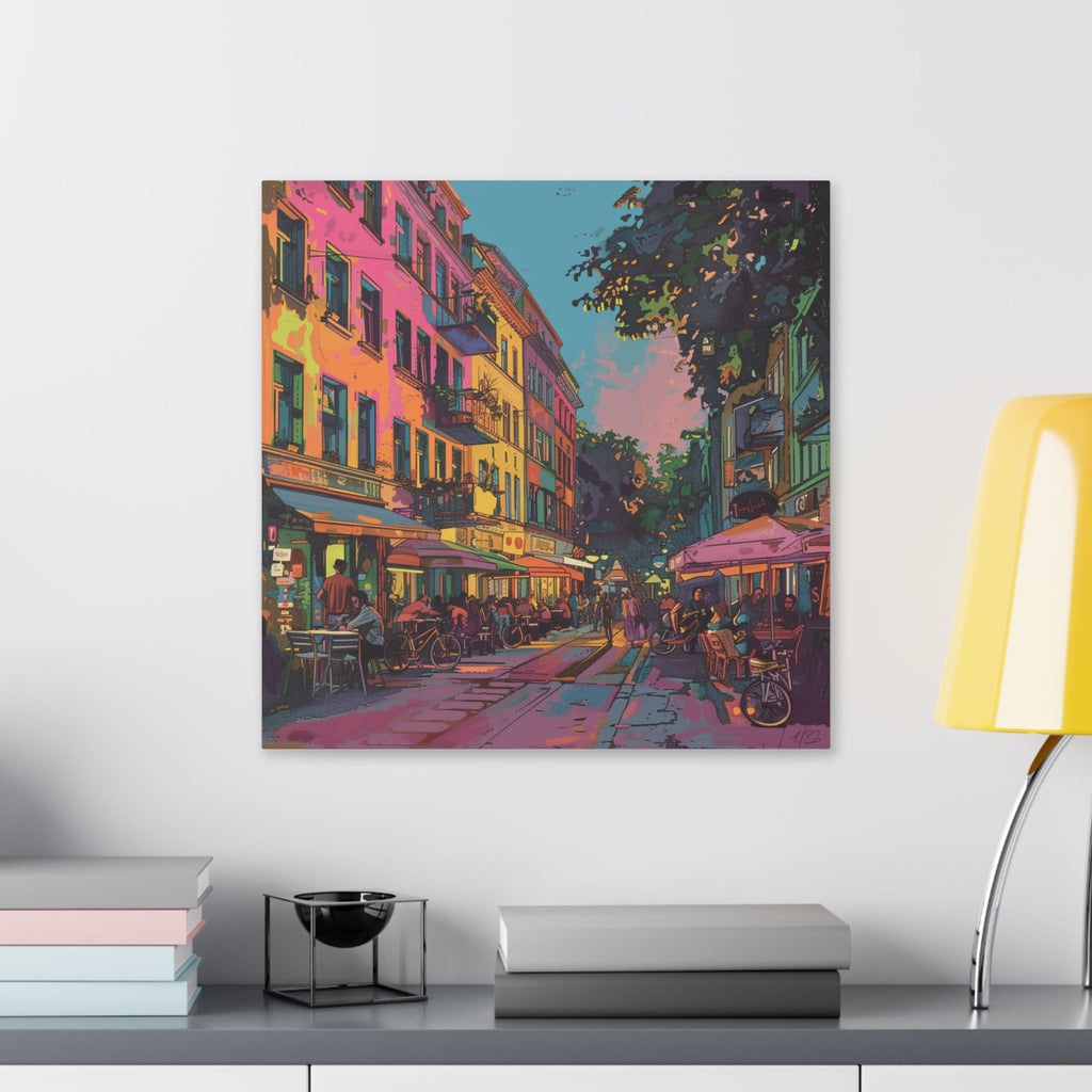 Berlin Kreuzberg neighbourhood - Vibrant European Street Cafe Canvas