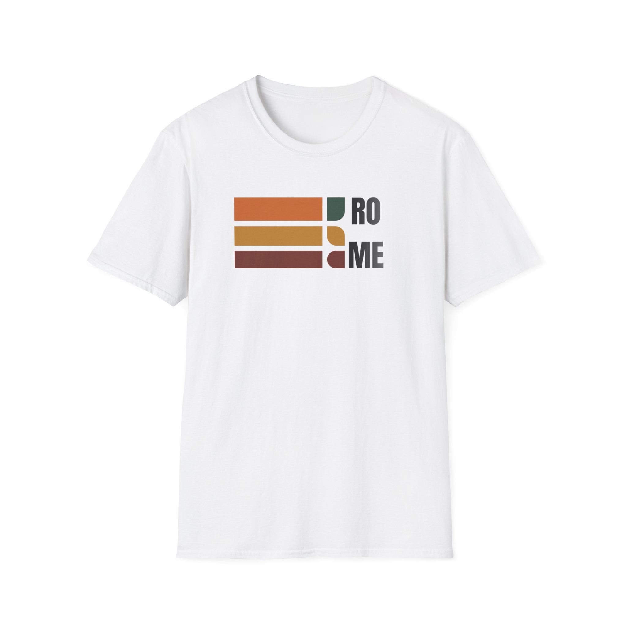 Rome Retro Stripes T-Shirt | Vintage Color Block Typography