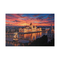 Budapest Parliament Sunset Canvas Wall Art