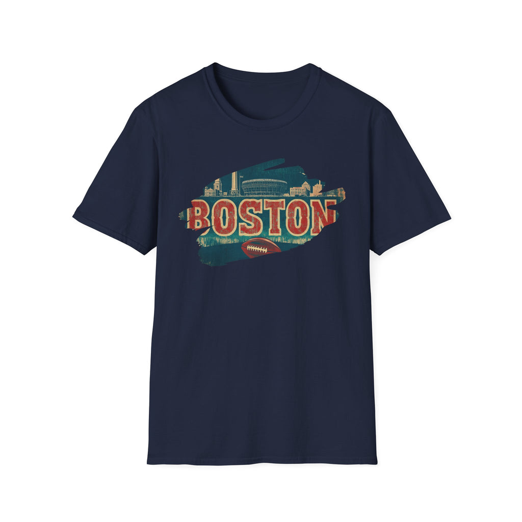 Boston Retro Brushstroke T-Shirt | City Skyline, Vintage Text