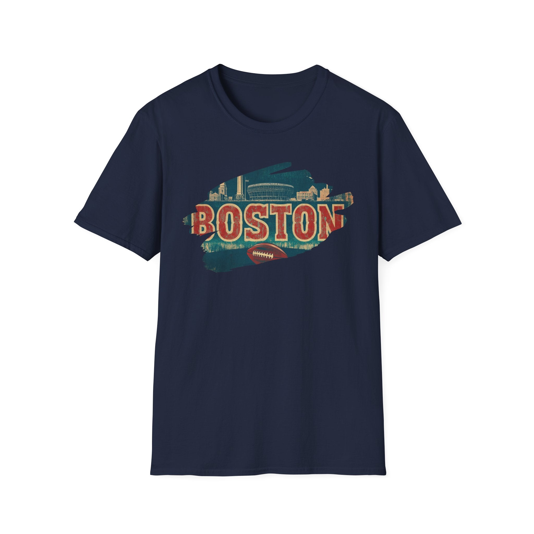 Boston Retro Brushstroke T-Shirt | City Skyline, Vintage Text