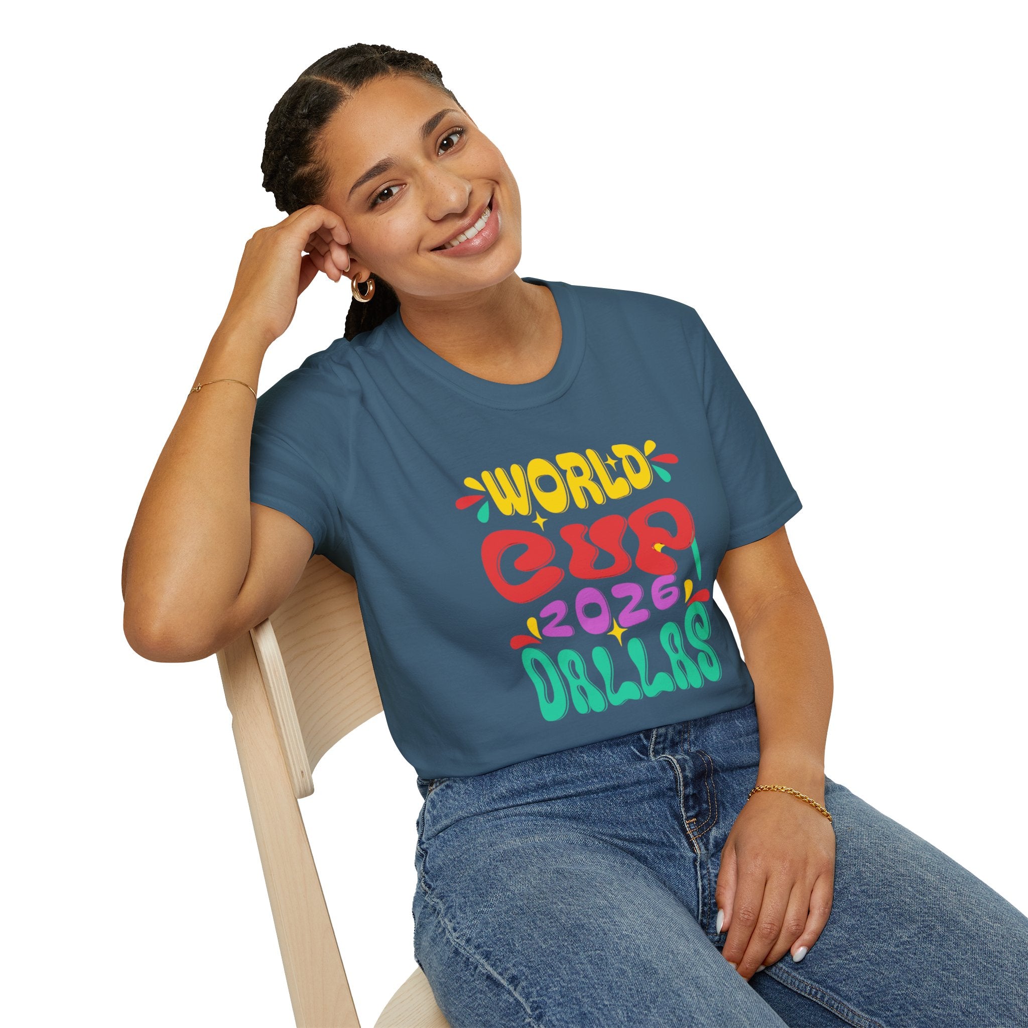 World Cup 2026 Dallas T-Shirt — Colorful Retro Soccer Fan Tee