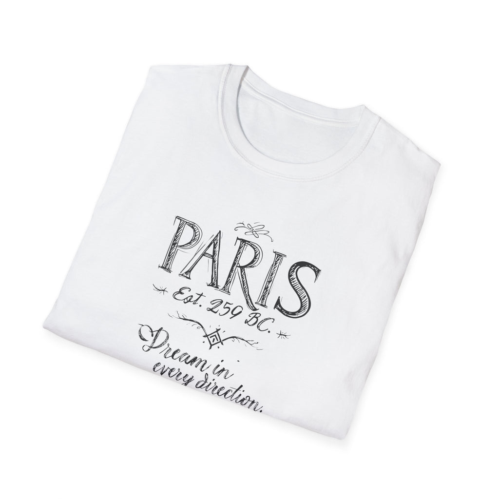 Paris Vintage Script T‑Shirt — "Dream in Every Direction"