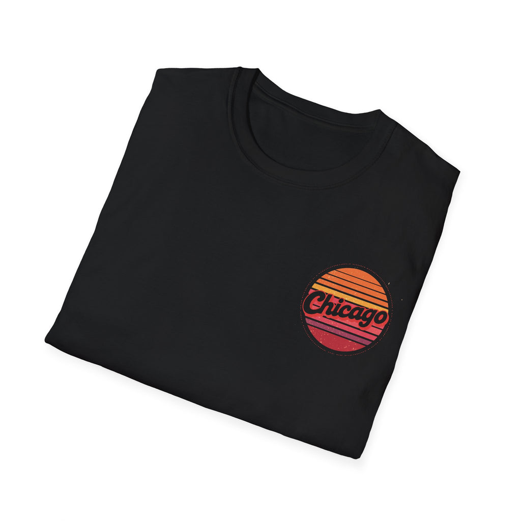 Chicago Retro Sunset T-Shirt | Vintage City Logo Tee
